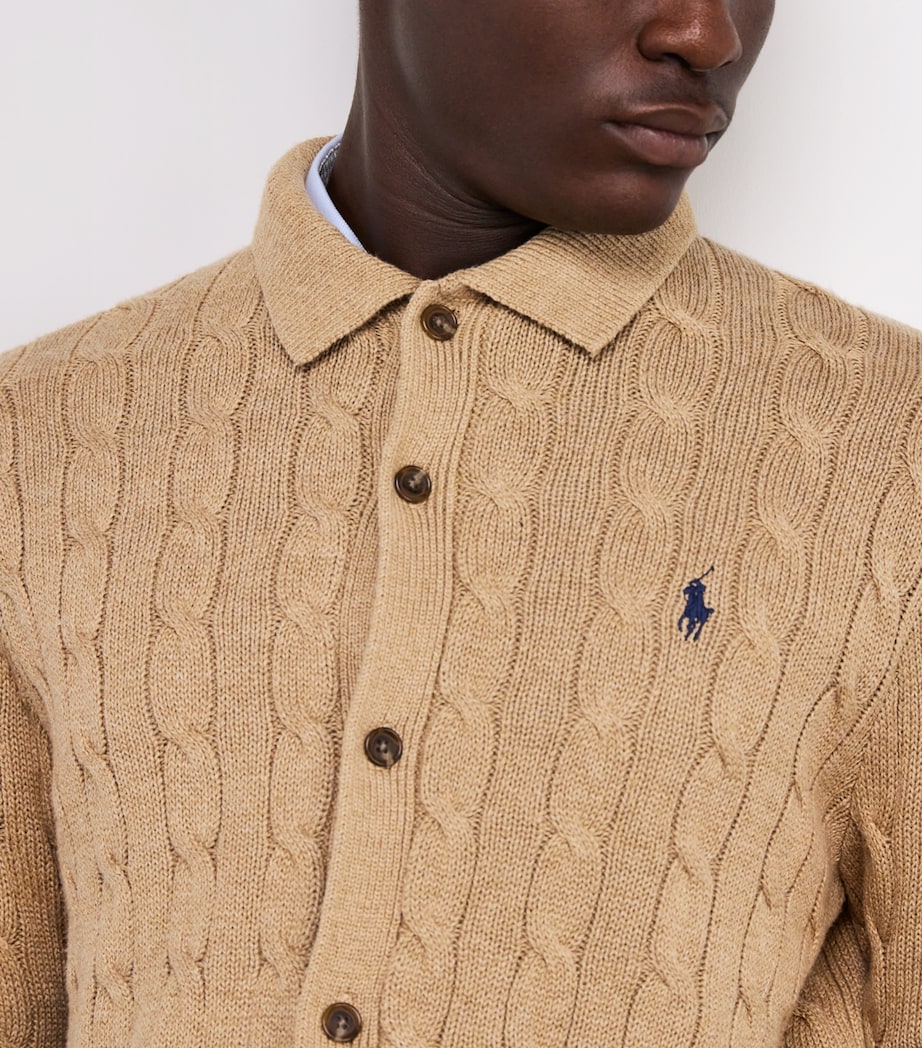 Cotton Cable-Knit Cardigan BROWN Image 6