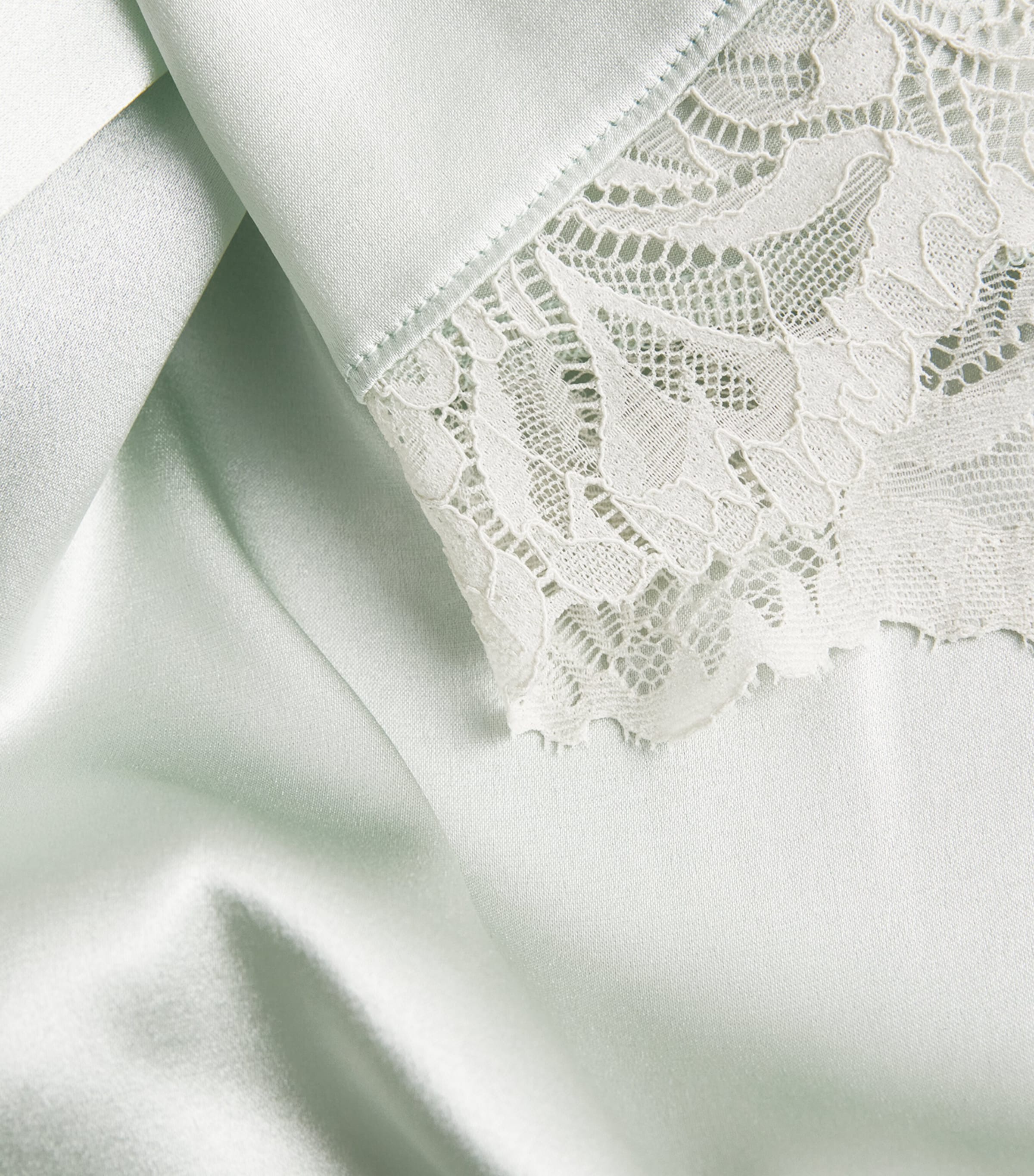 Silk Lace-Trim Nightdress WHITE SAGE Image 5