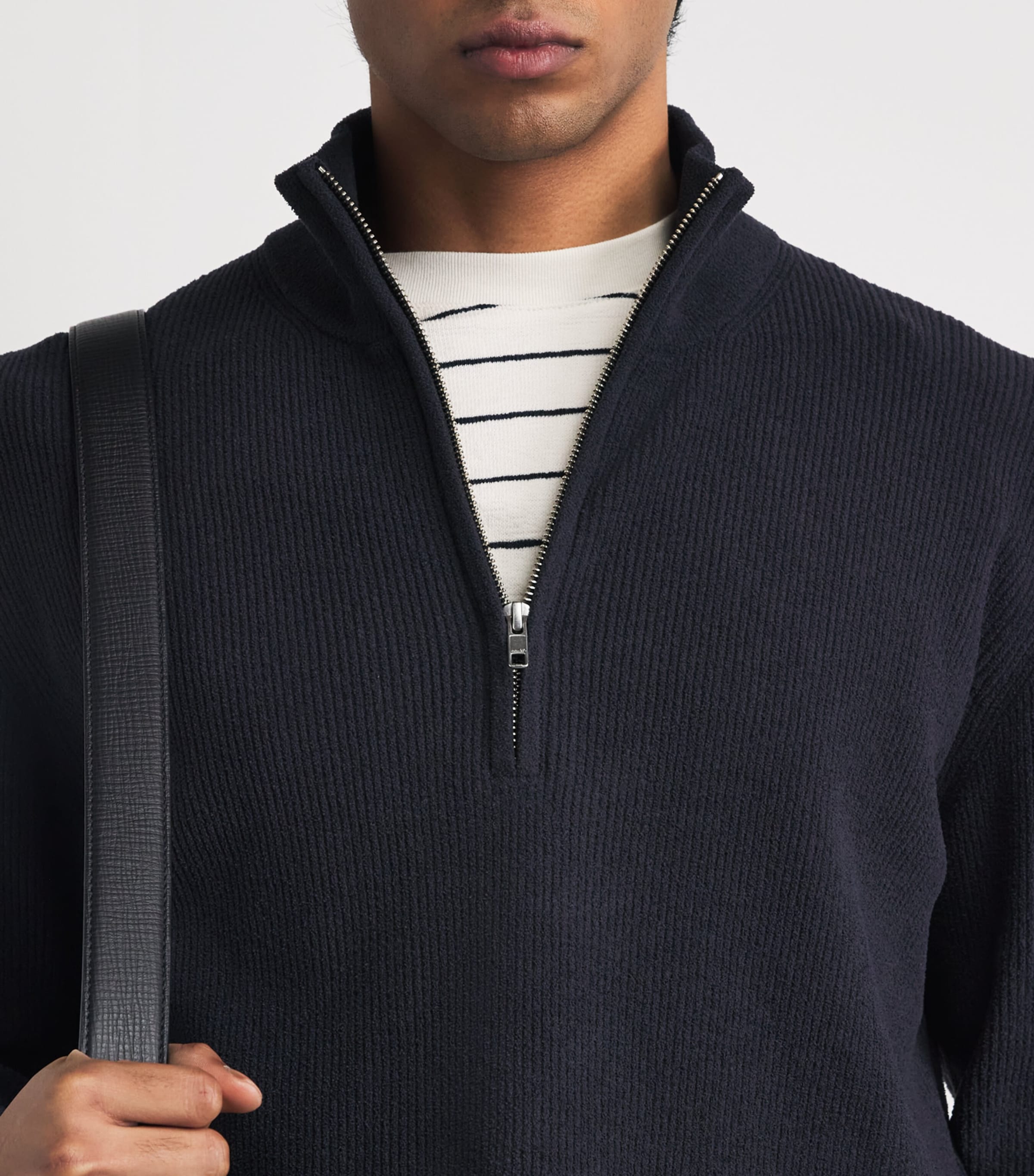 NN07 Mens Danny Half-Zip Sweater Navy Blue Image 3