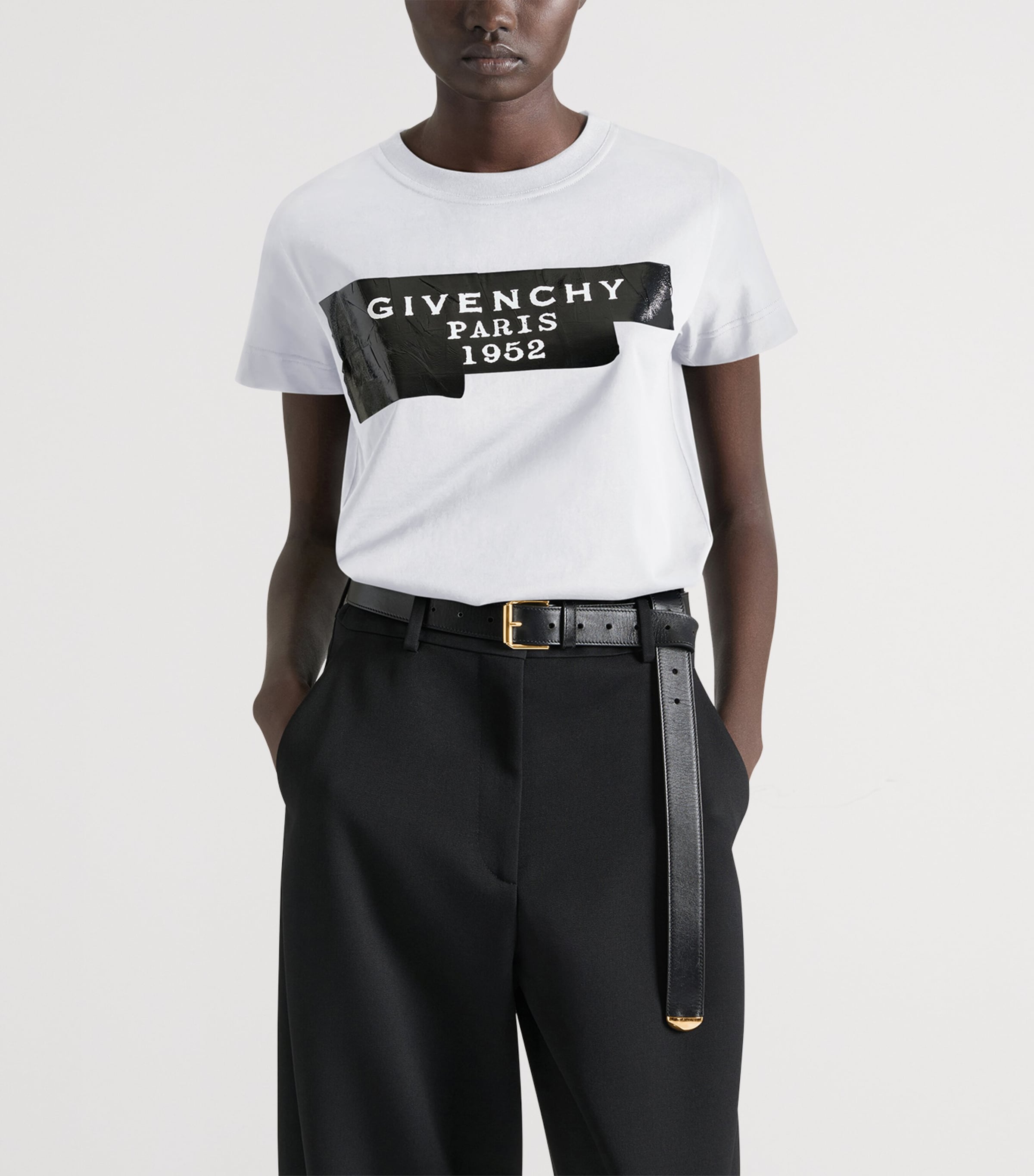 Givenchy Womens Tape Logo T-Shirt White Image 2