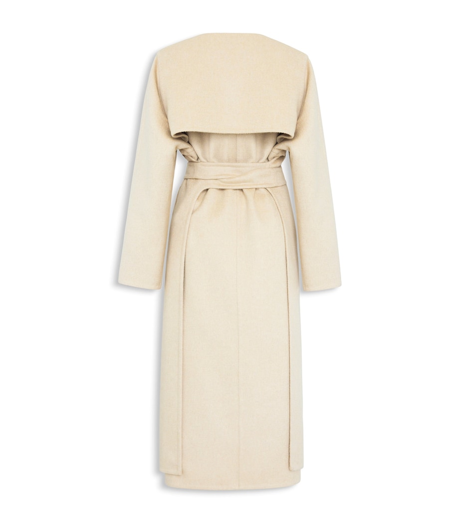 Alaïa Womens Cashmere Collarless Coat Beige Image 2