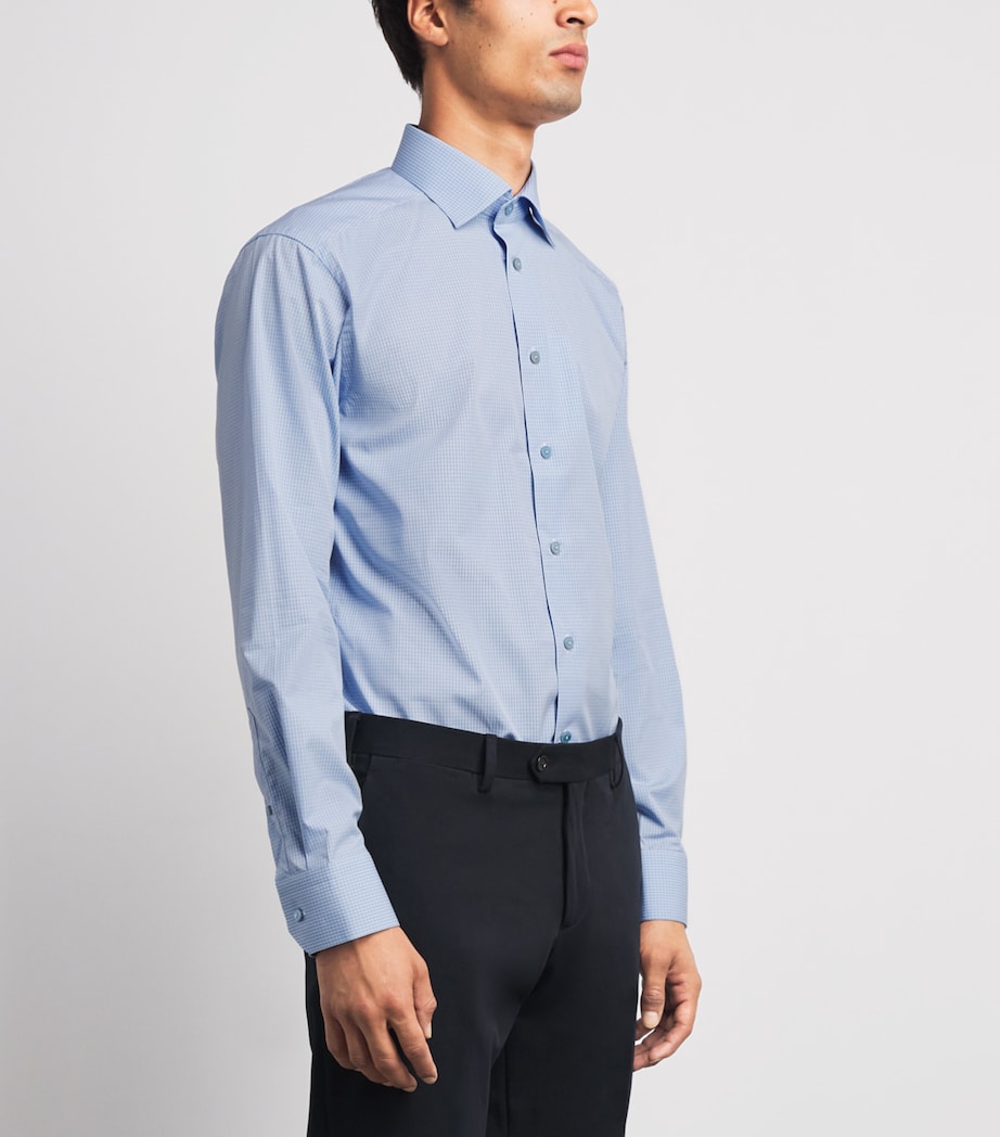 Eton Mens Supima Cotton Check Slim Fit Shirt Light Blue Image 4