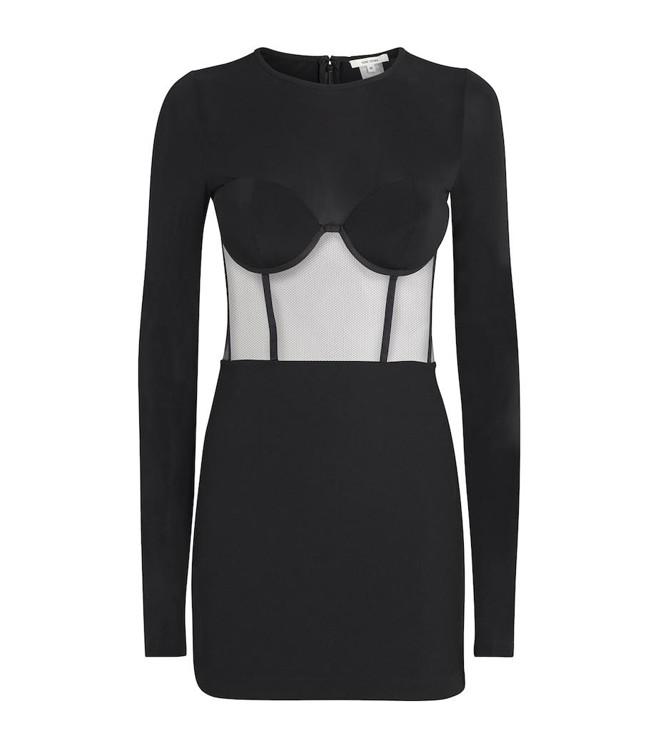 Mesh Corseted Mini Dress BLACK Image 1