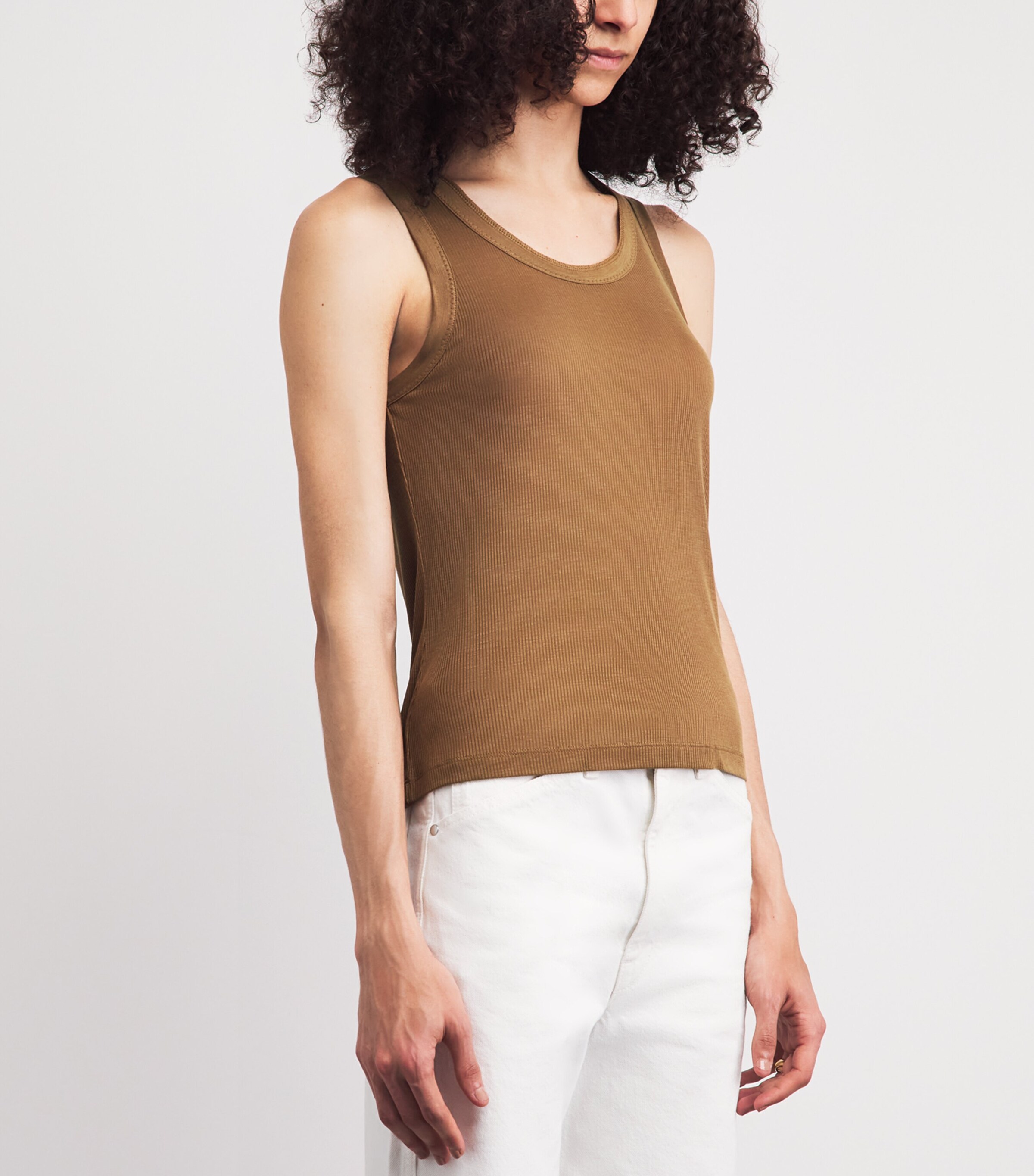 Maje Womens Rib-Knit Tank Top Brown Image 4