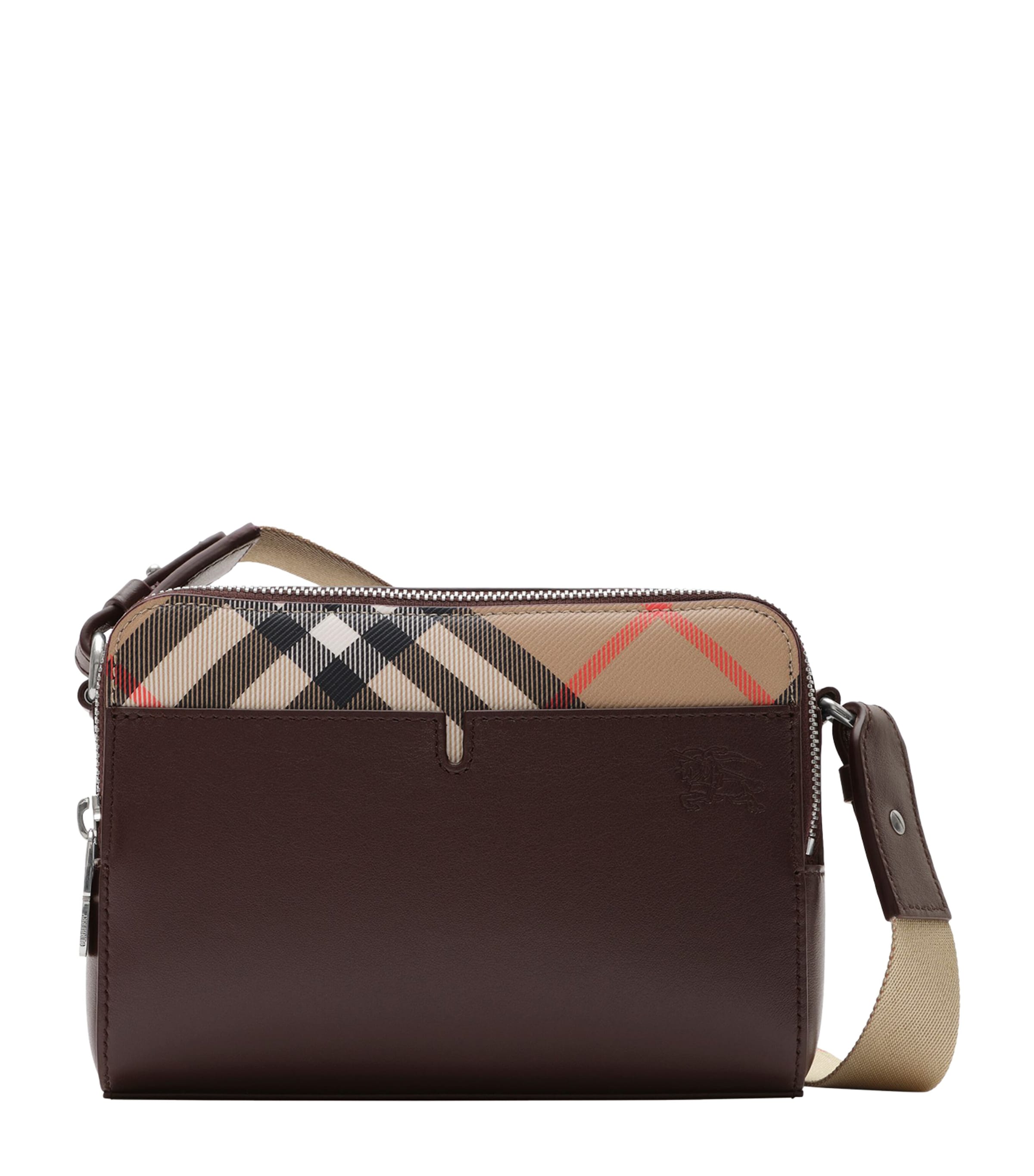 Burberry Leather Check Pop Cross-Body Bag Peat/sand Image 1