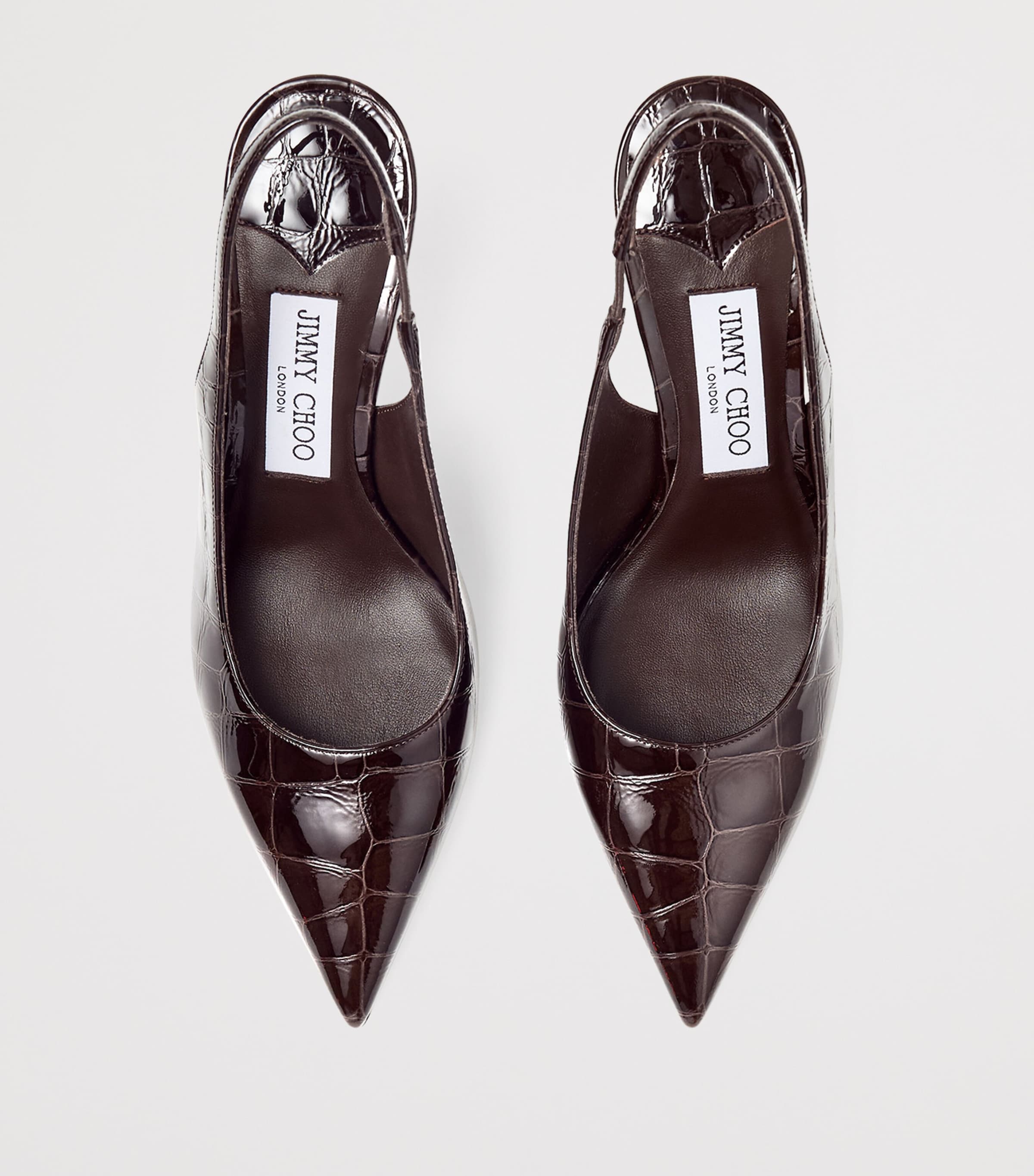 Jimmy Choo Womens Love 85 Croc-Embossed Leather Slingback Pumps Sambuco Image 4