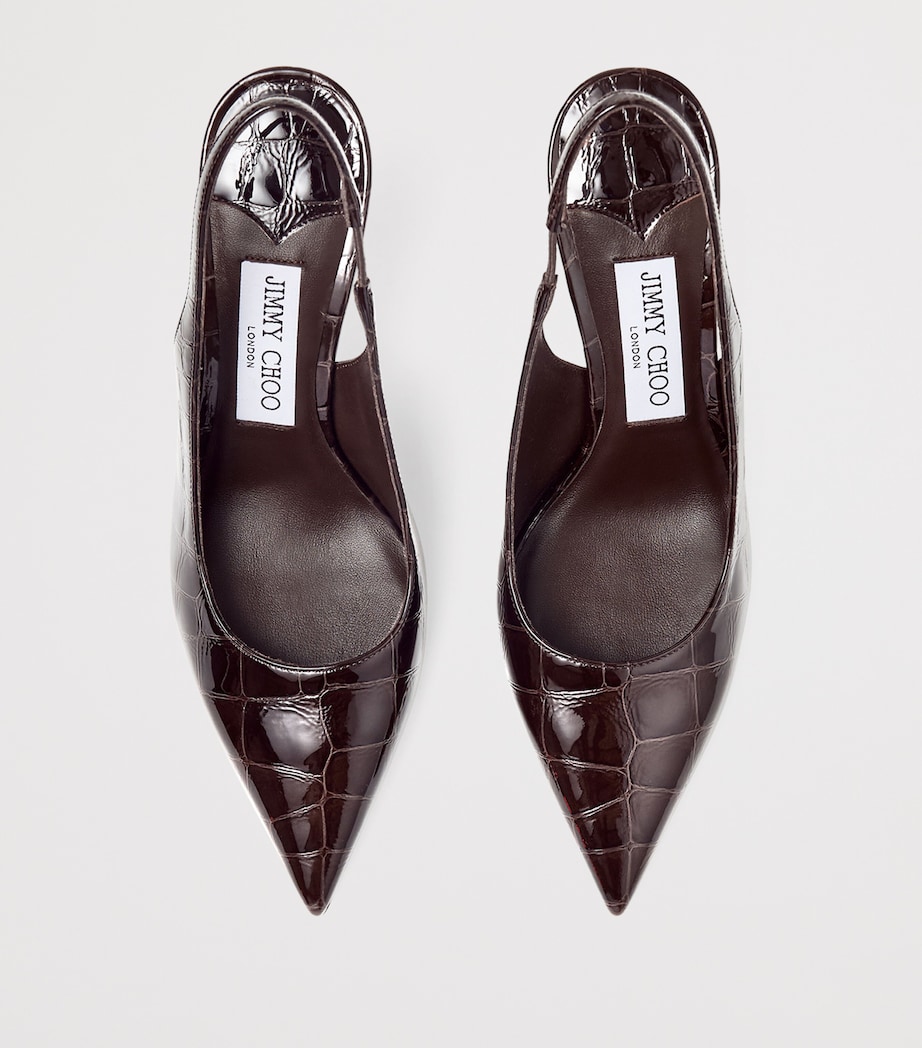Jimmy Choo Womens Love 85 Croc-Embossed Leather Slingback Pumps Sambuco Image 4