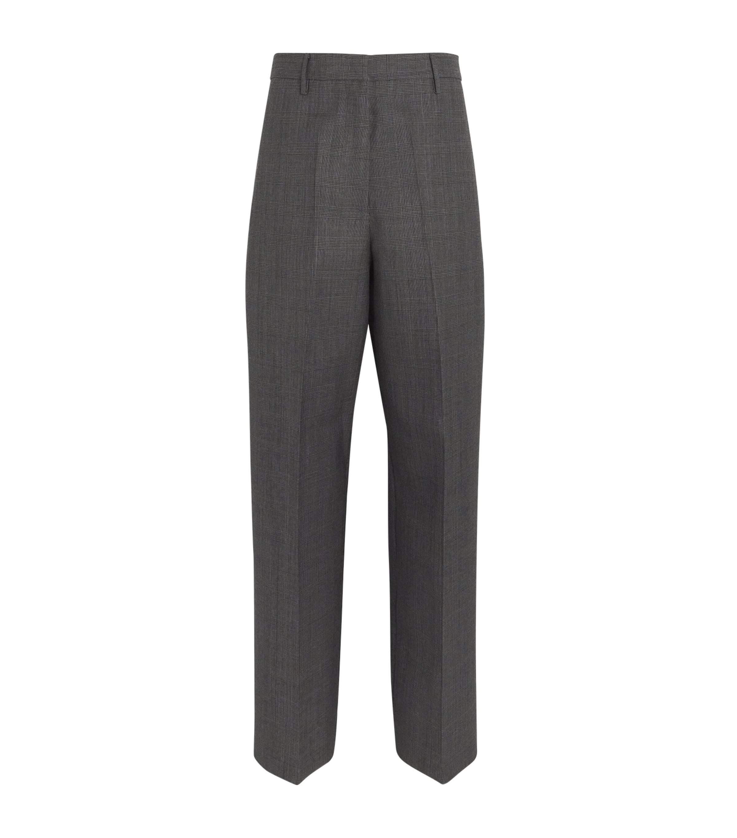 Fabiana Filippi Wool-silk Check Trousers In Grey