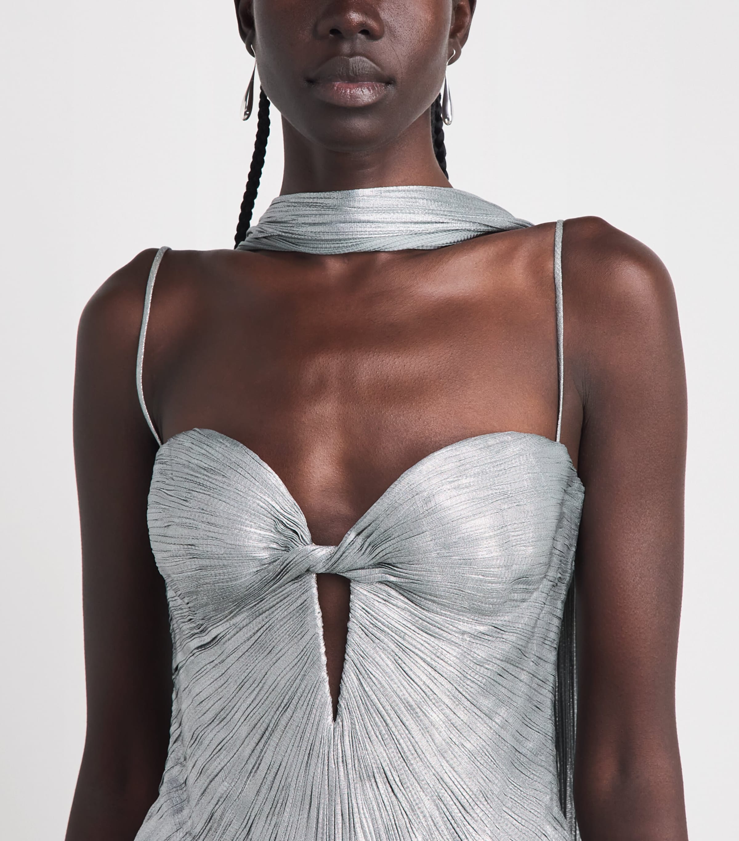 Maria Lucia Hohan Womens Silk Cut-Out Tonia Gown Ice Blue Image 3