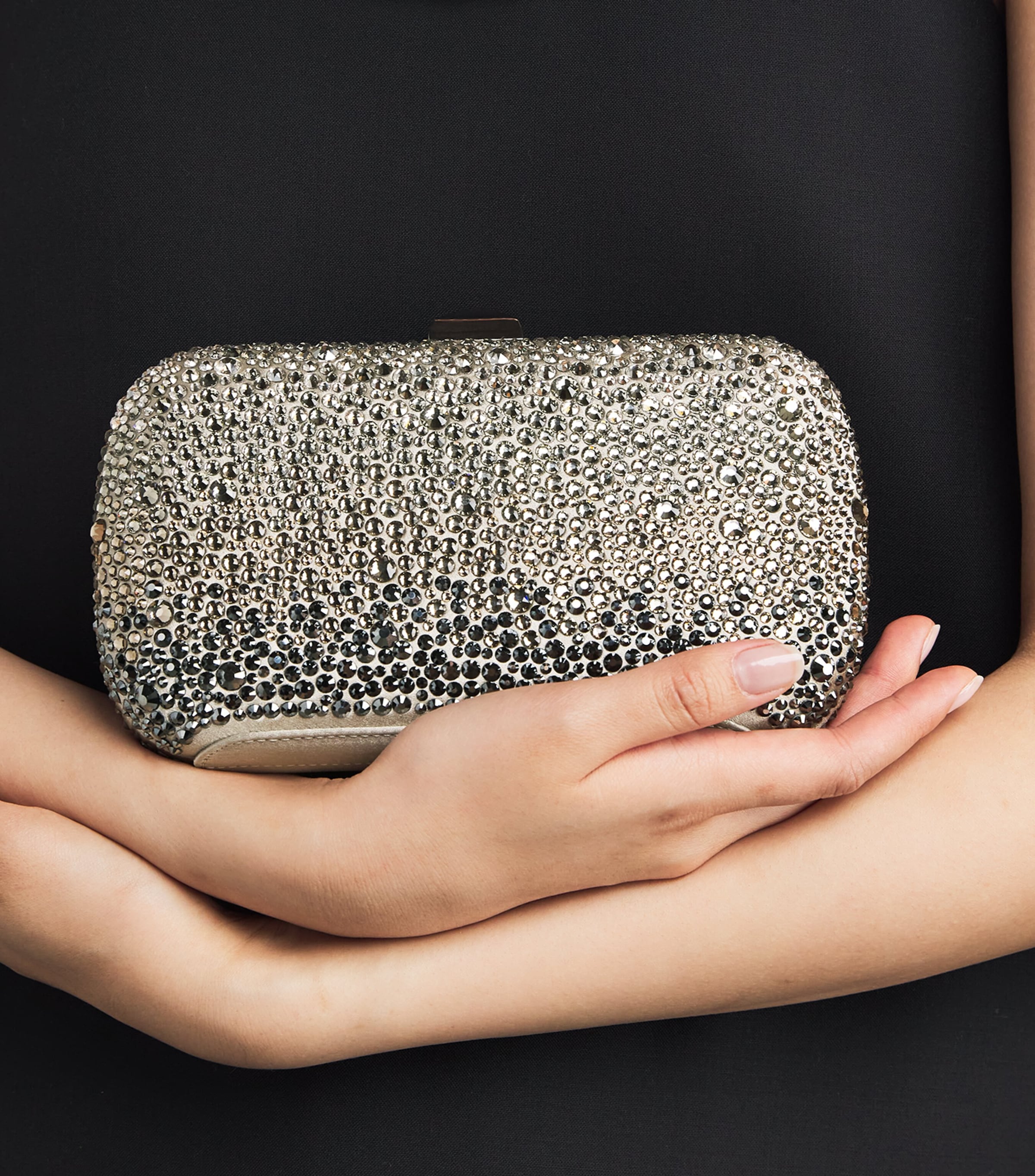 Satin Embellished Clutch Bag 0096 GREY SATIN Image 5