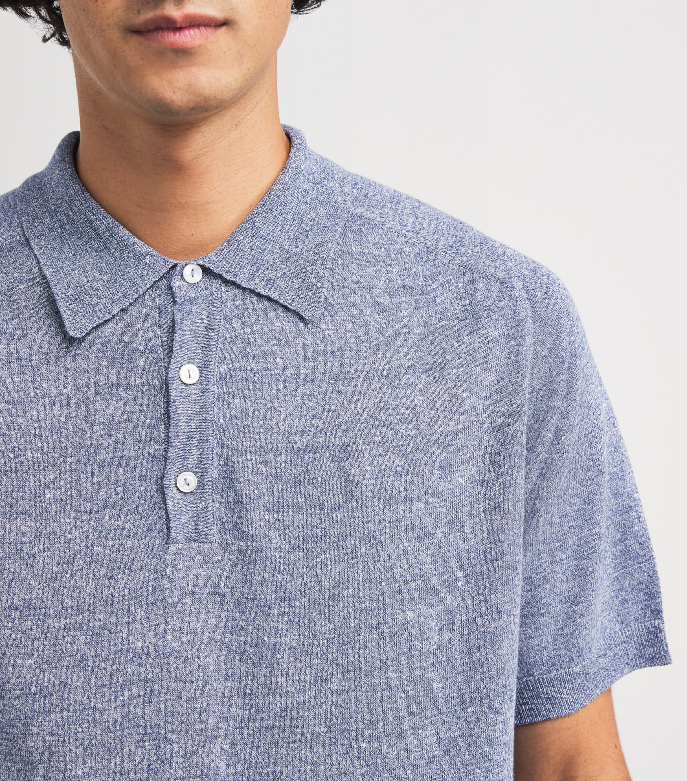 Eton Mens Cotton-Linen Polo Shirt Dark Blue Image 6