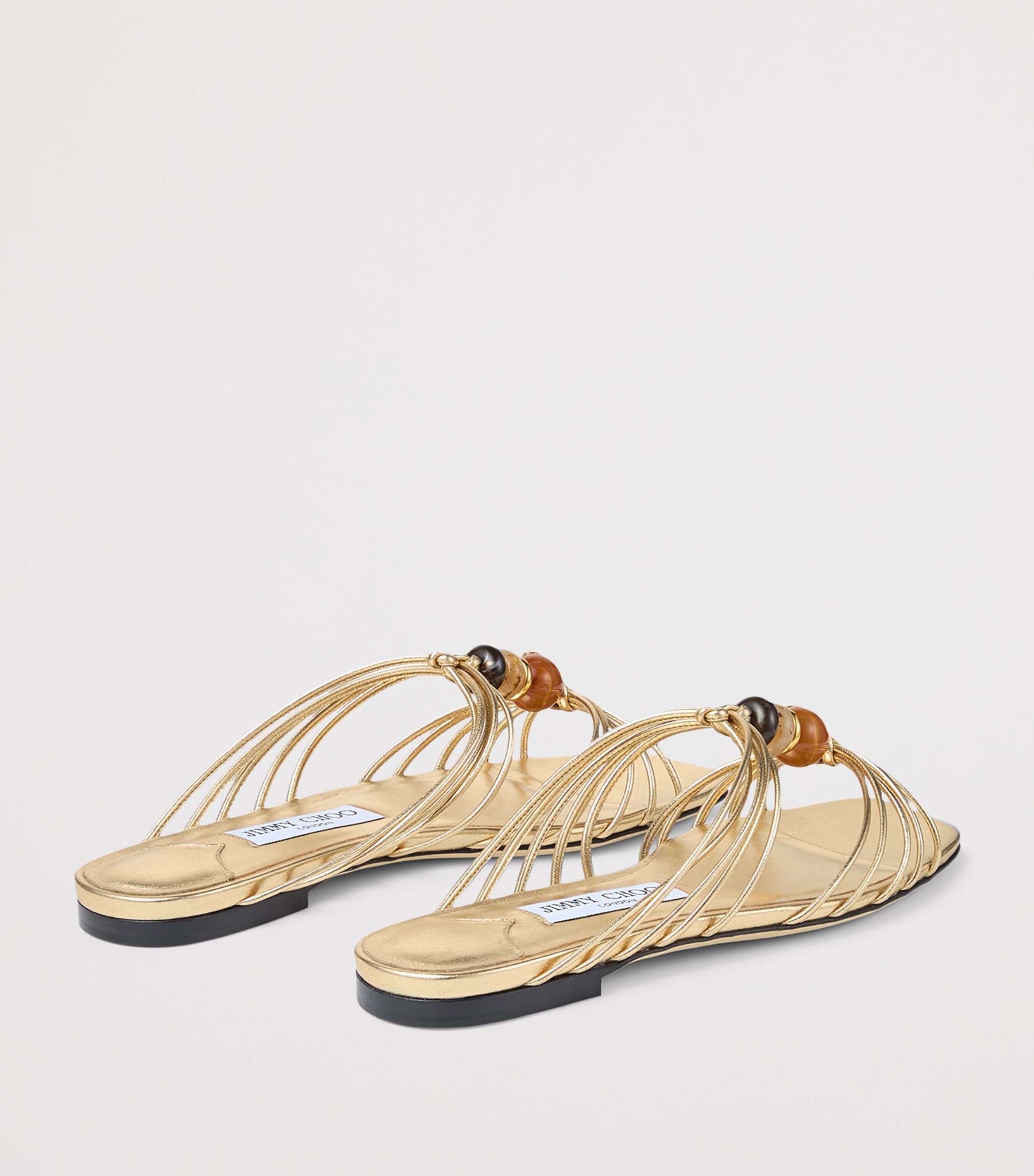 Jimmy Choo Lova Leather Flat Mules Gold Mix Image 3