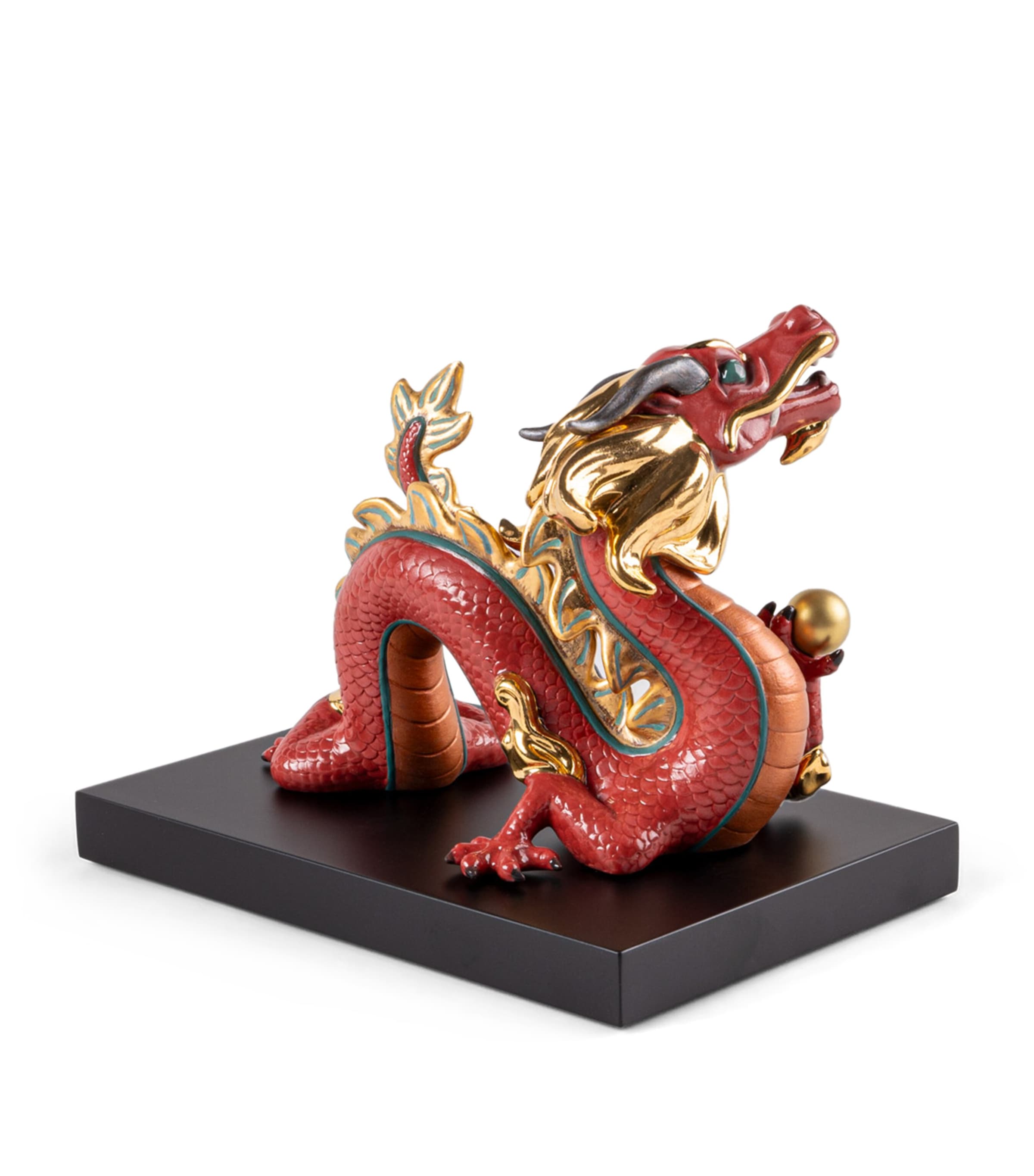 Lladró Porcelain Dragon Sculpture Red & Gold Image 3
