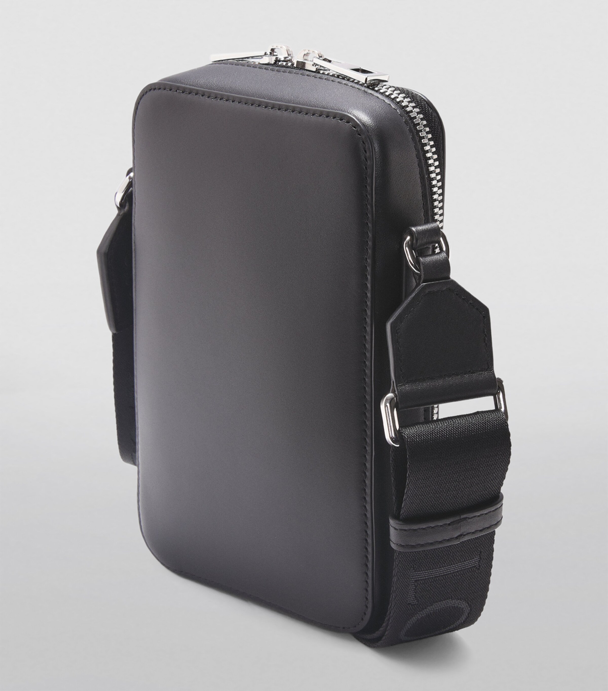 Leather Vertical Pocket Cross-Body Bag BLACK Image 3