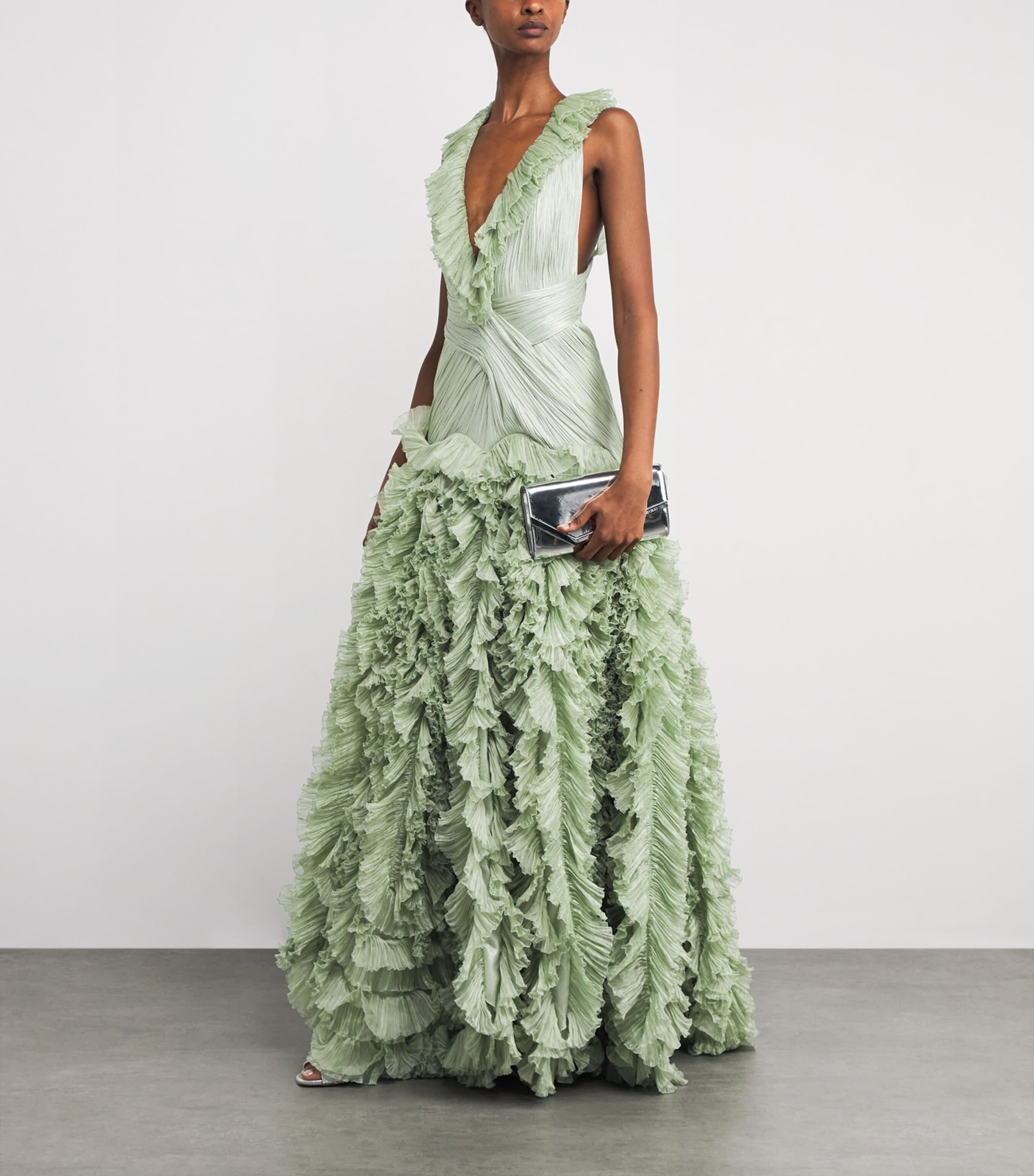 Silk Ruffle Margaret Gown AQUA Image 2