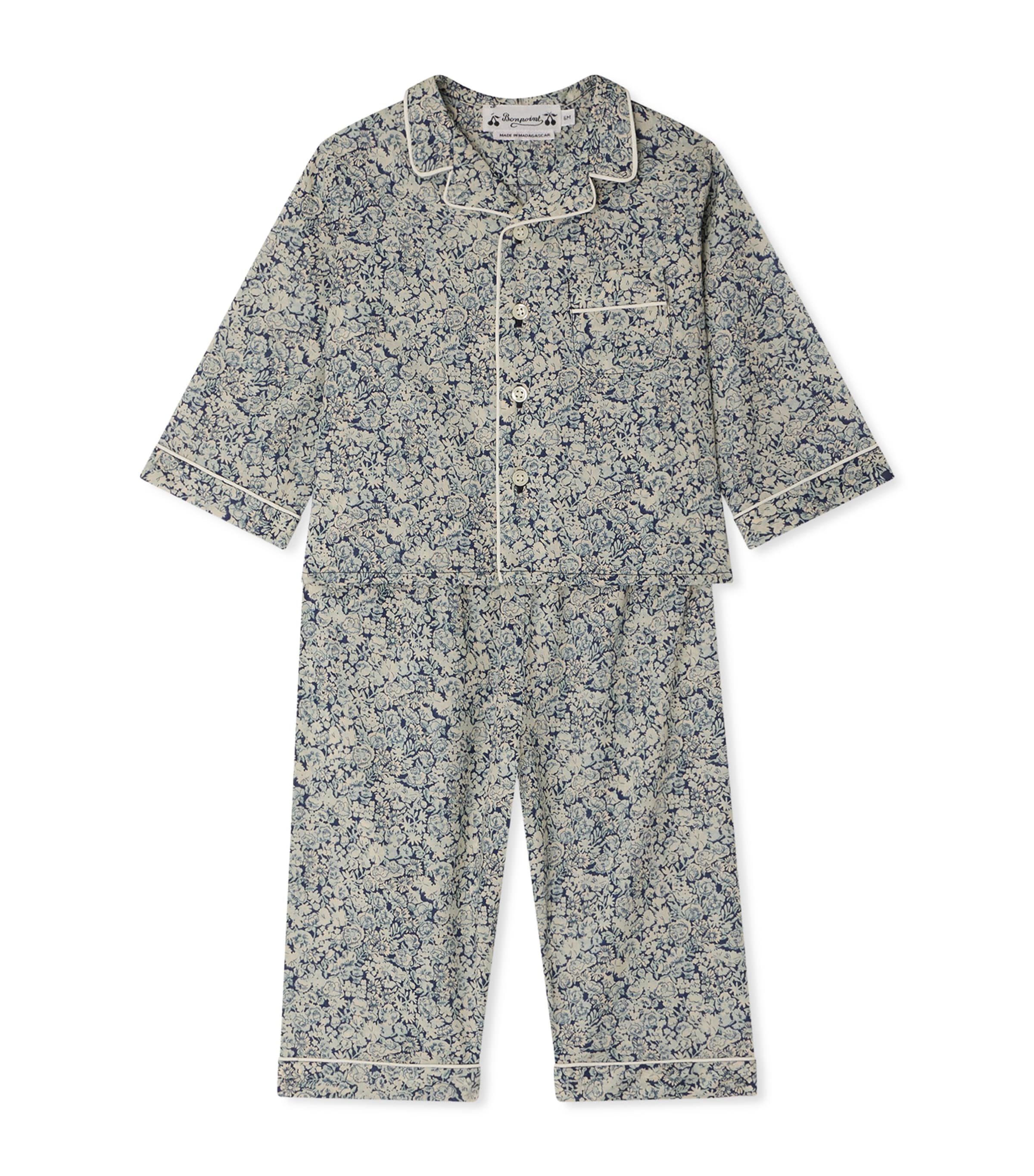 Bonpoint Organic Cotton Floral Pyjamas (6-18 Months) Fl Bleu De Prusse Image 1