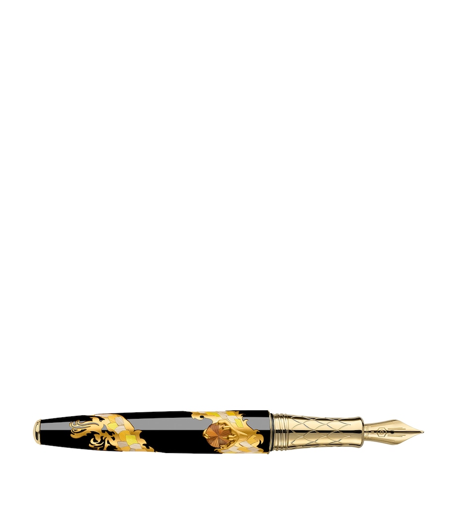 Caran d'Ache Straw Marquetry Dragon Fountain Pen Black Image 2