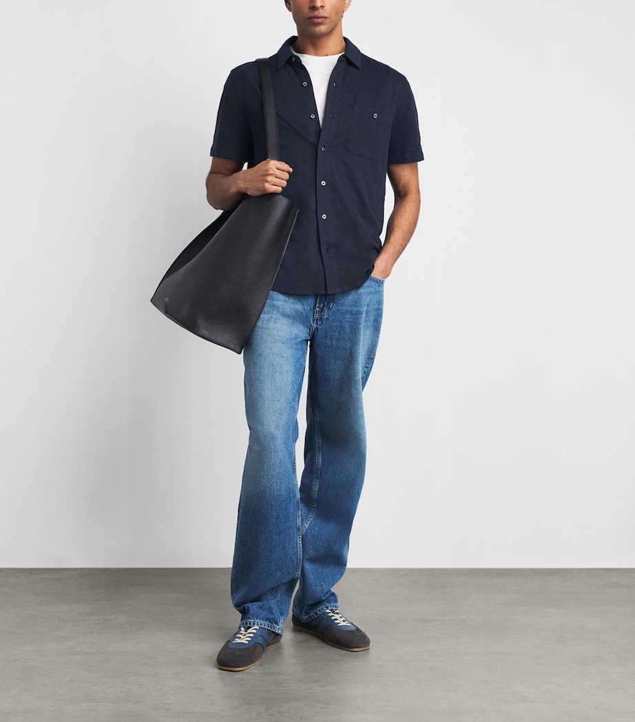 PAIGE Mens Cotton Carillo Polo Shirt Deep Anchor Image 2