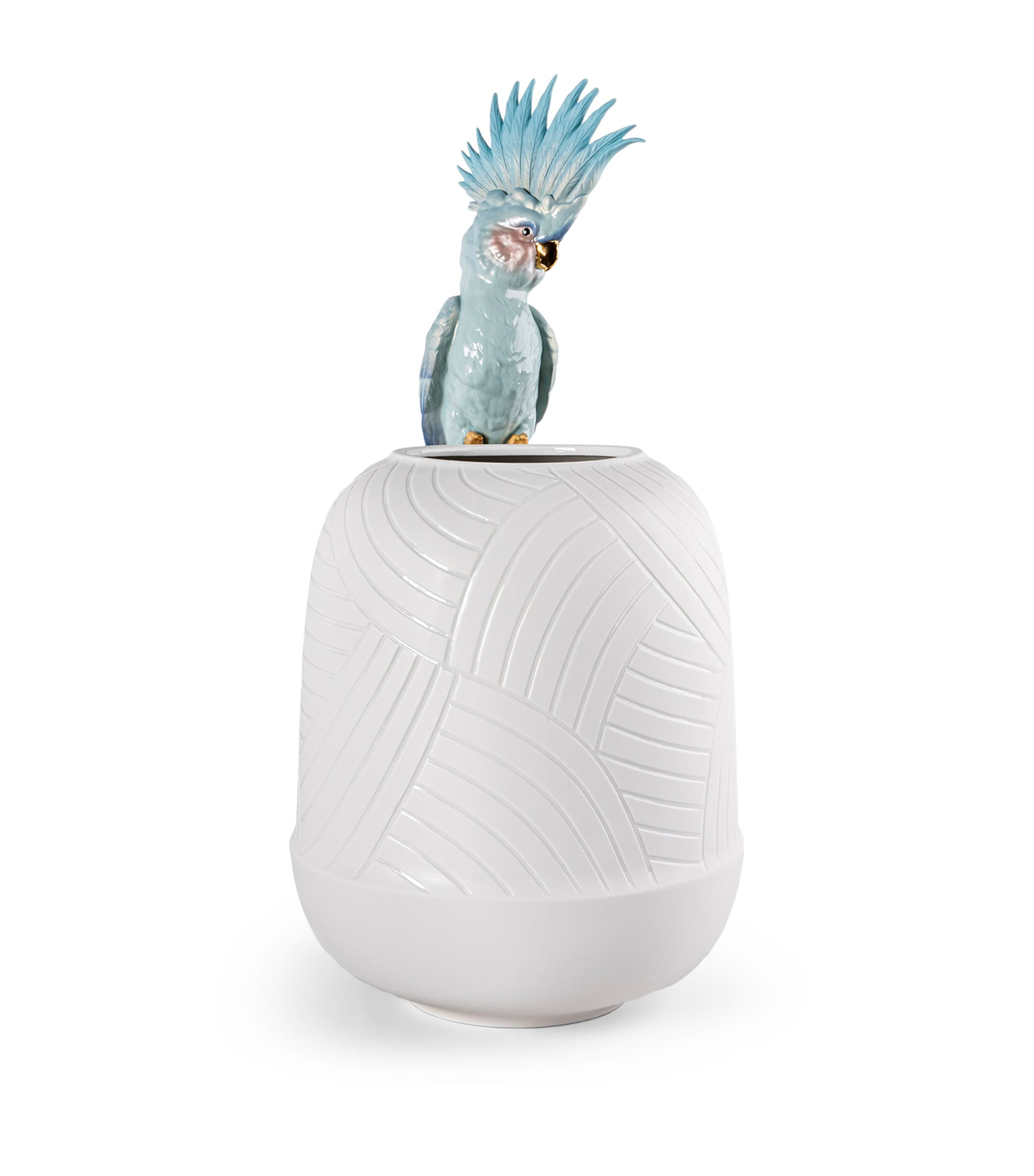 Lladró Cockatoo Vase (51cm) White & Blue Image 4