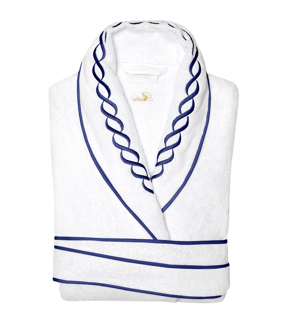 Cotton Treccia Bathrobe (Extra Large) WHITE/NAVY Image 1