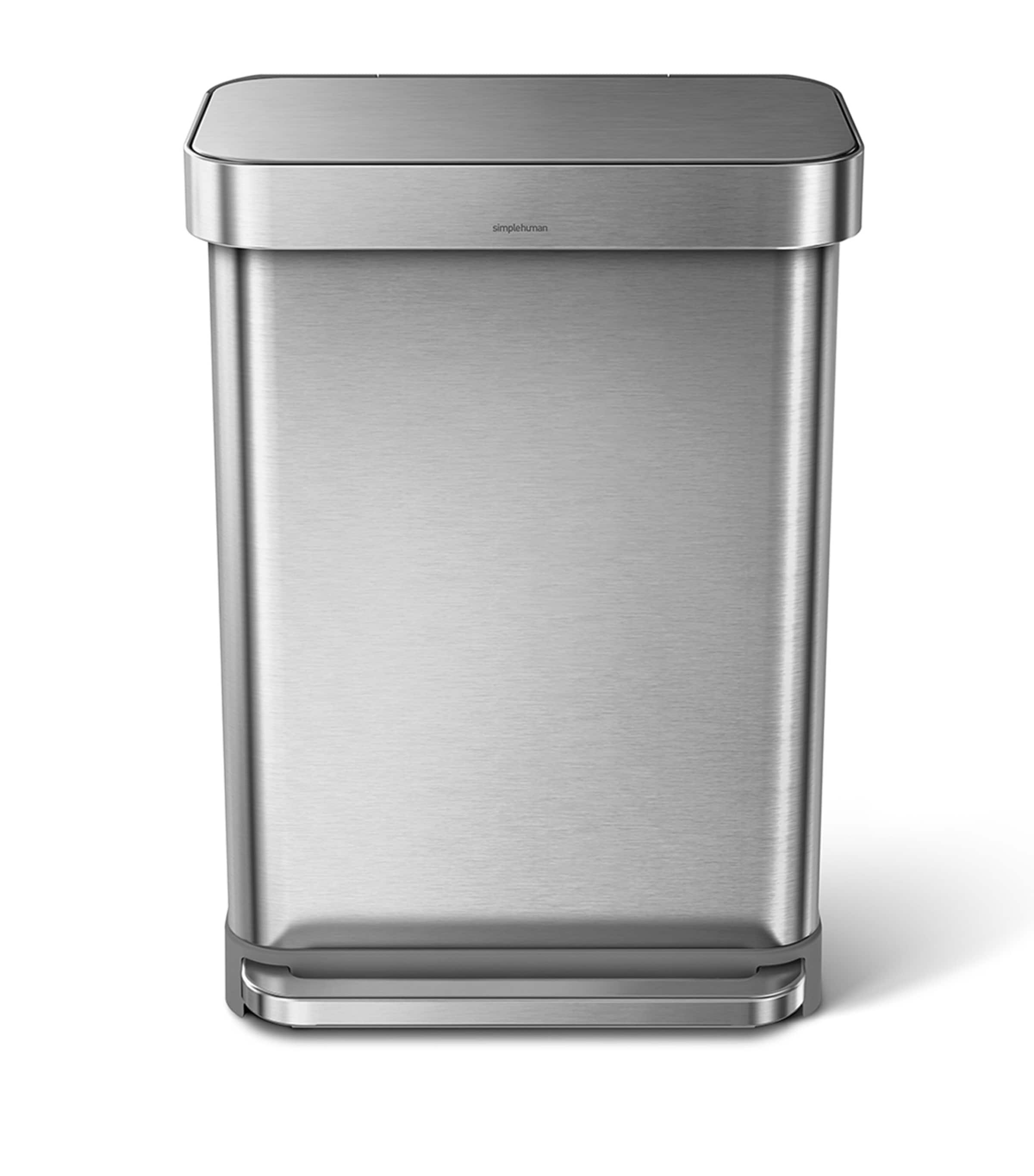 Rectangular Brushed Steel Pedal Bin (55L) BRUSHED STEEL Image 3