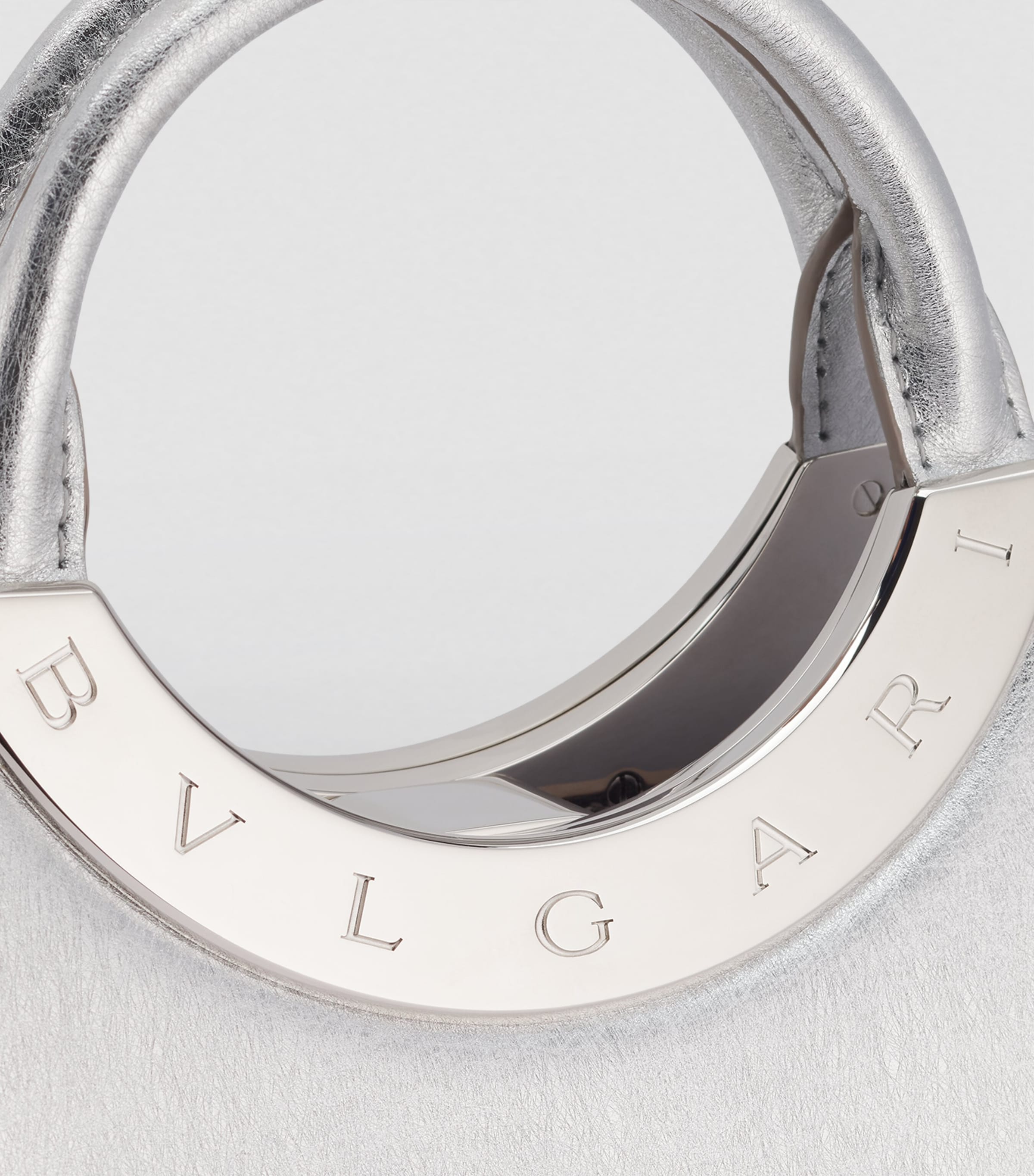 Small Leather Roma Top-Handle Bag SILVER Image 6