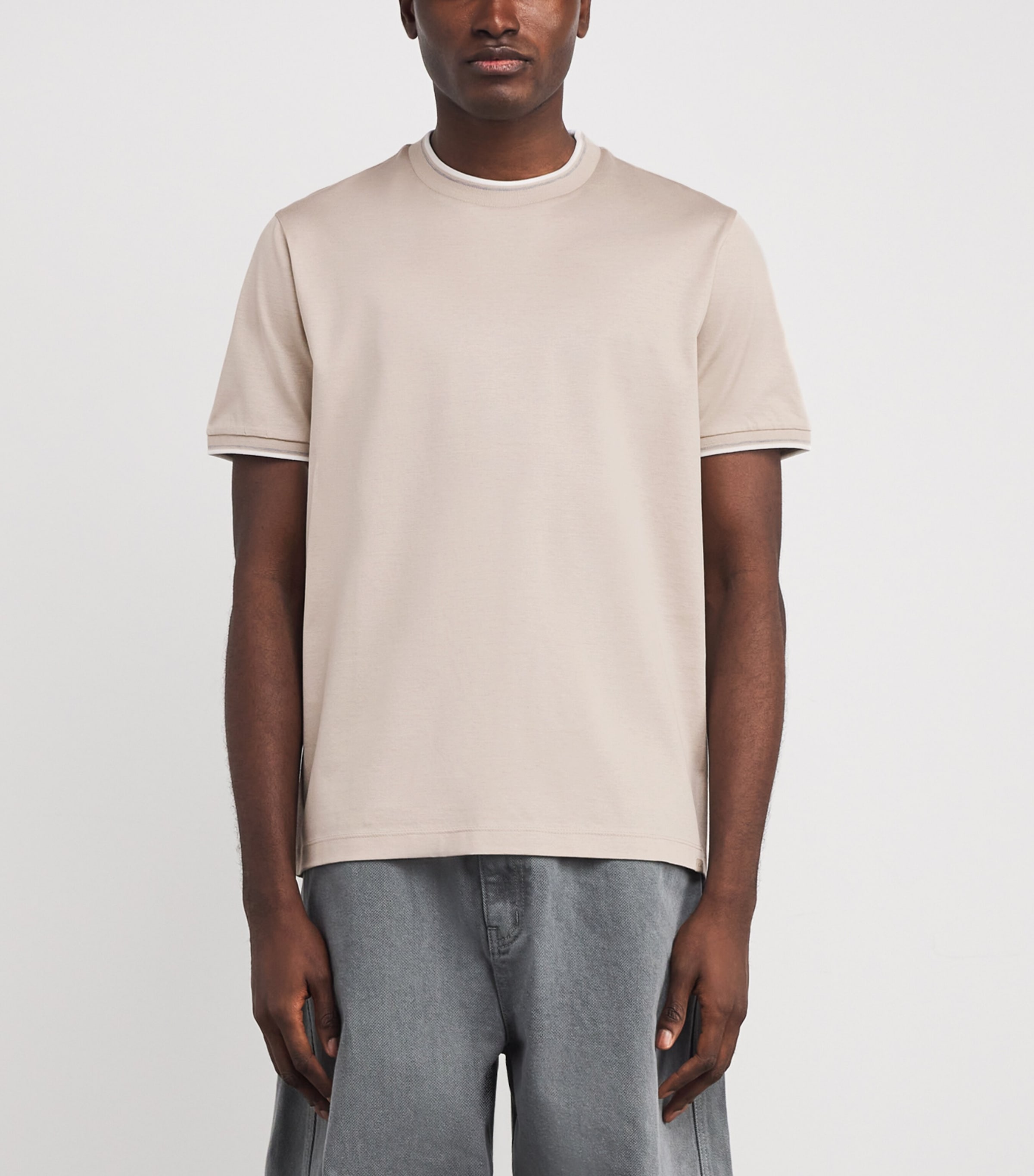 Mercerised Cotton T-Shirt 348 BEIGE Image 3