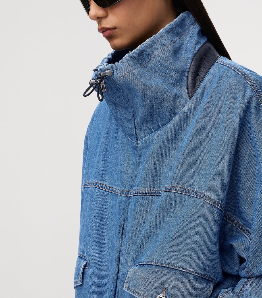 LOEWE Womens Denim Bomber Jacket Light Blue Image 5