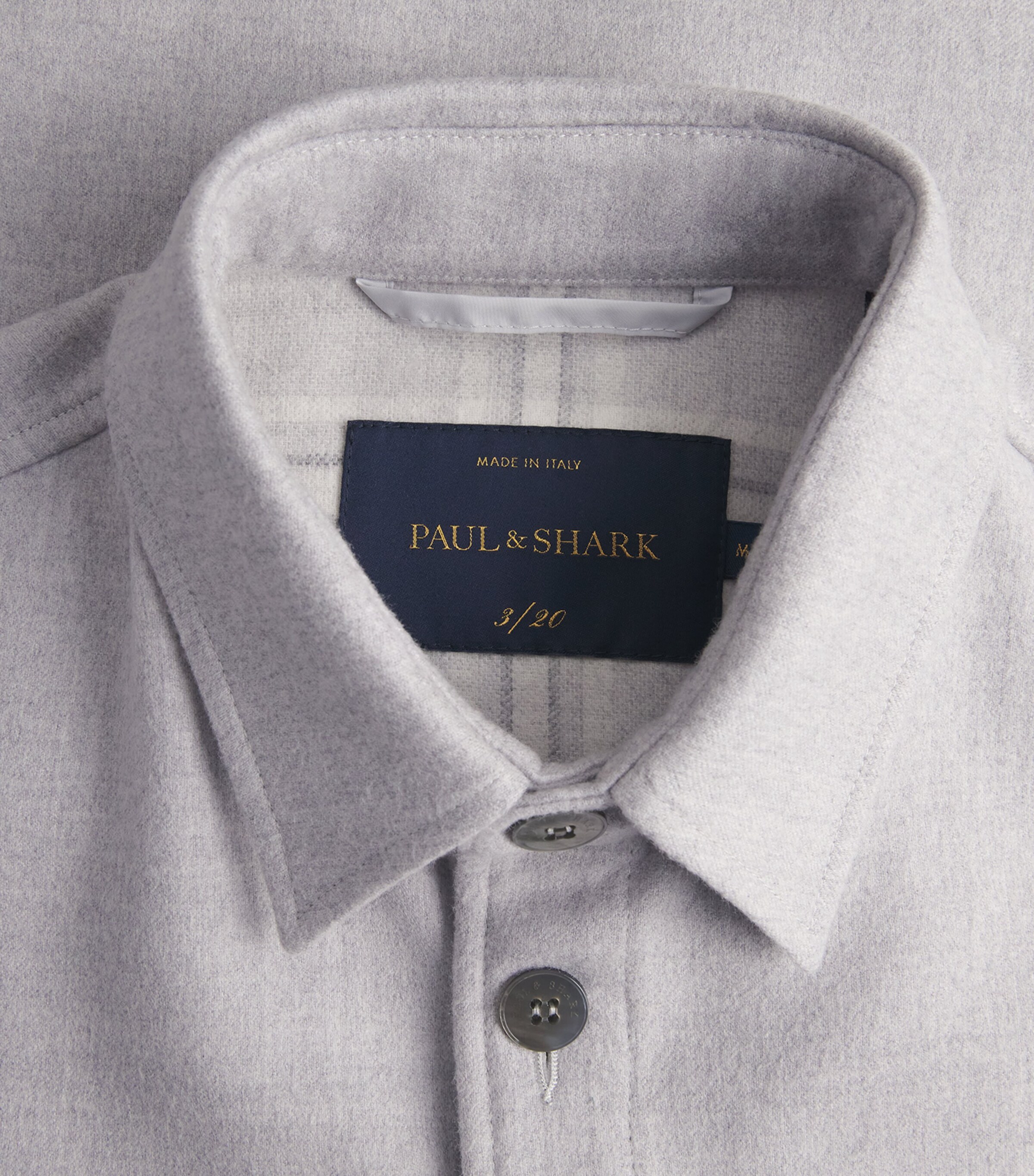 Paul & Shark Mens Cashmere Overshirt Light Grey Image 6