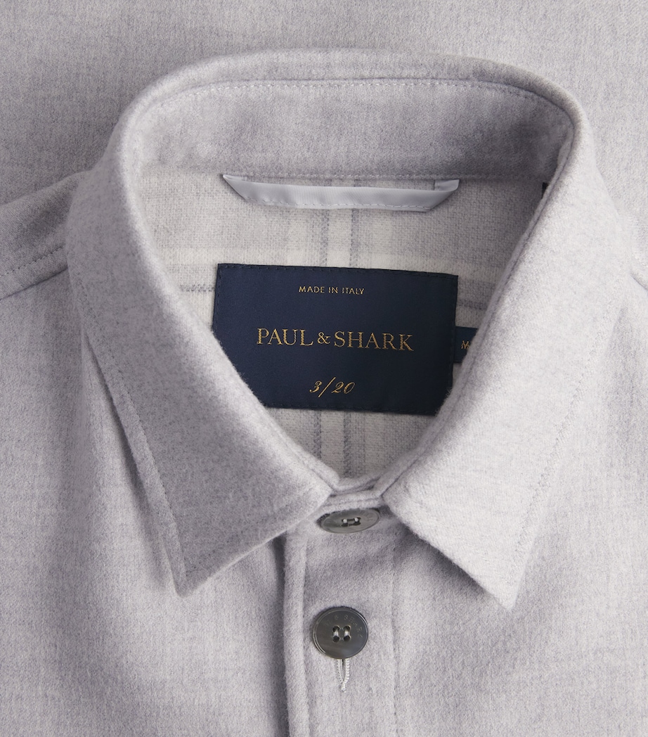 Paul & Shark Mens Cashmere Overshirt Light Grey Image 6