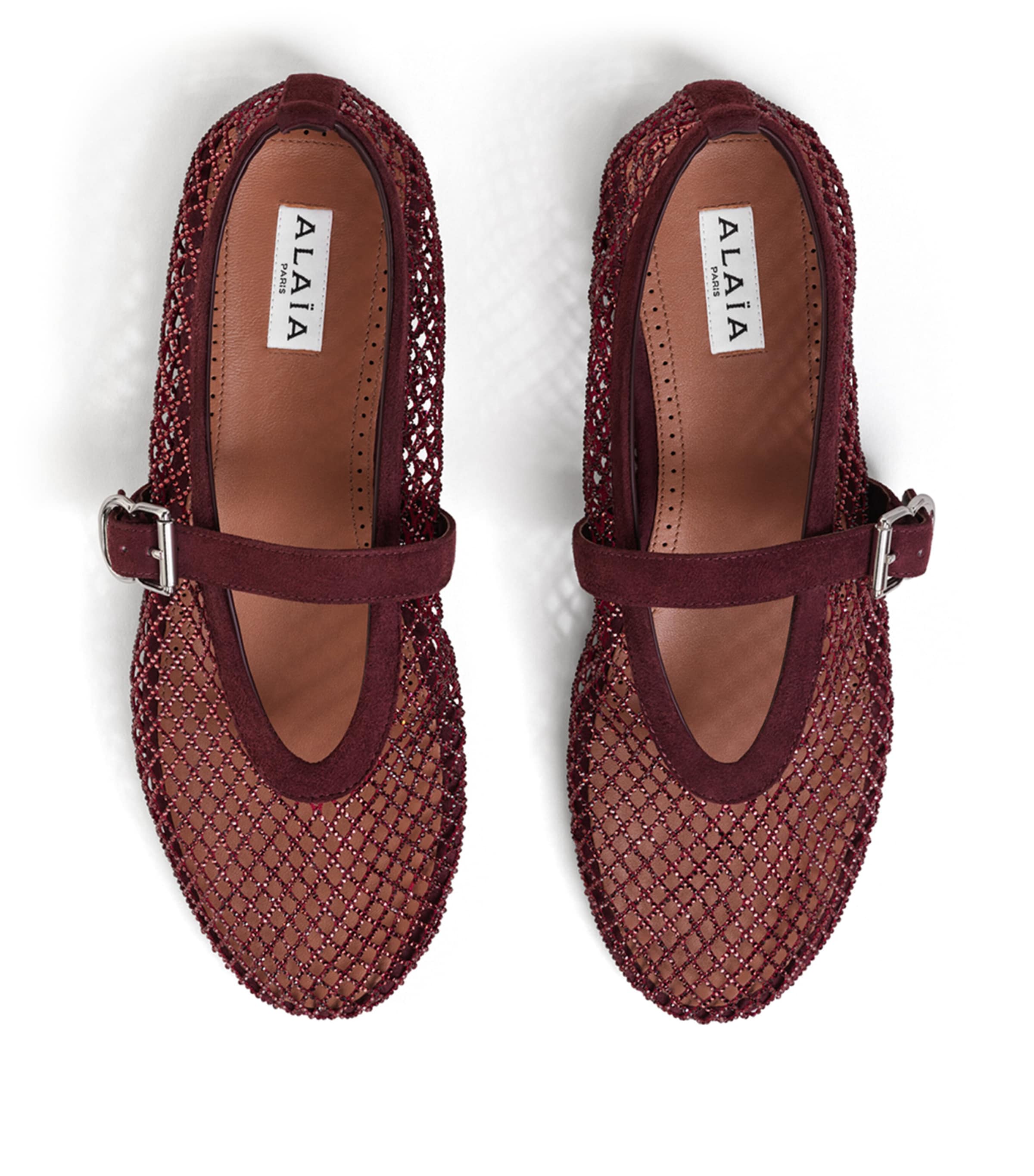 Alaïa Beaded Mesh Ballet Flats Rouge Grenat Image 3