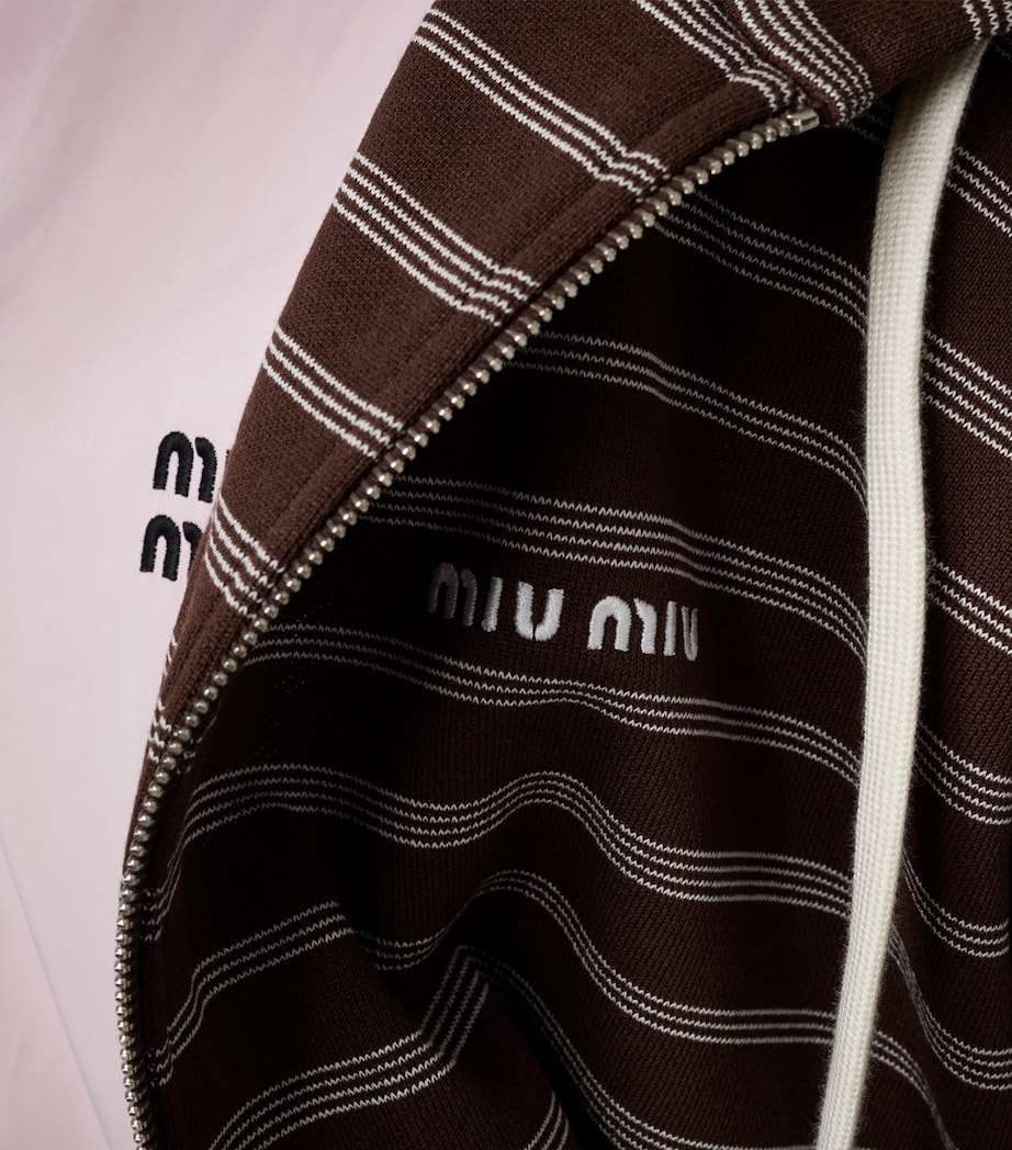 Cotton Stripe Zip-Up Hoodie F0O7E Image 4