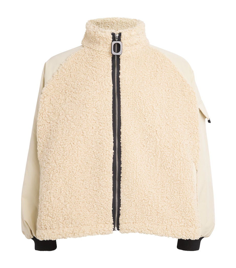 JW Anderson Mens Bouclé Panelled Bomber Jacket Beige Image 1
