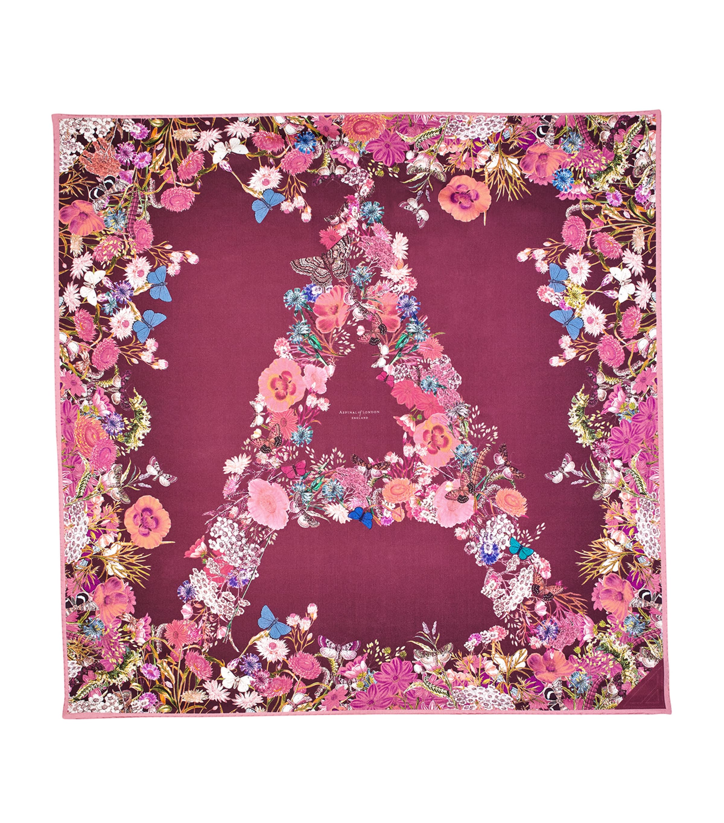 Aspinal Of London Silk Floral Scarf In Purple