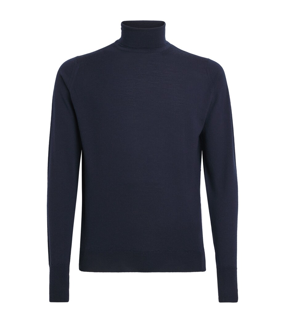 Alan Scott Mens Superfine Merino Wool Rollneck Sweater Midnight Image 1