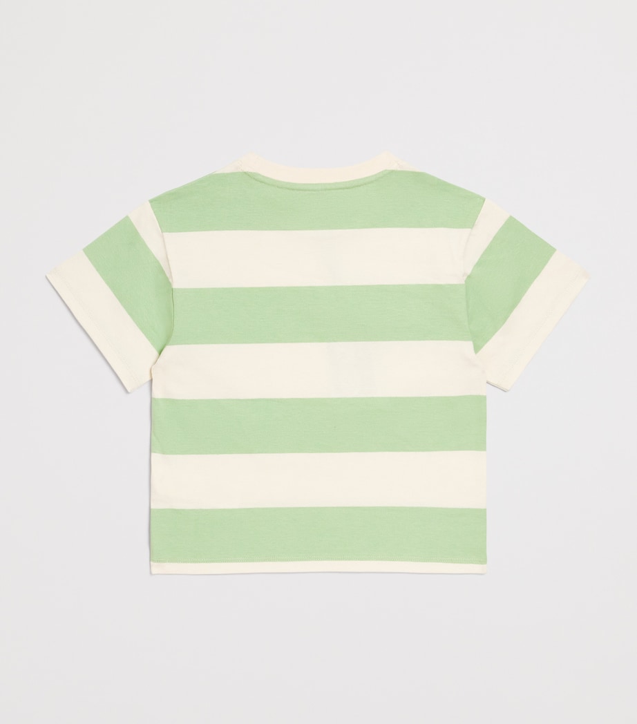 Cotton Stripe Logo T-Shirt (2-14 Years) N66OFF WHITE GREEN Image 2