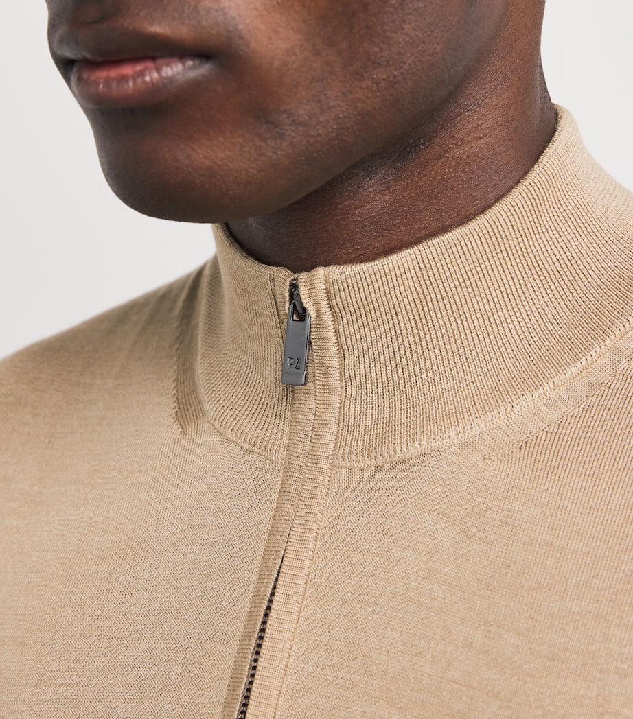 Wool-Silk Quarter-Zip Sweater 38 LIGHT BROWN Image 6