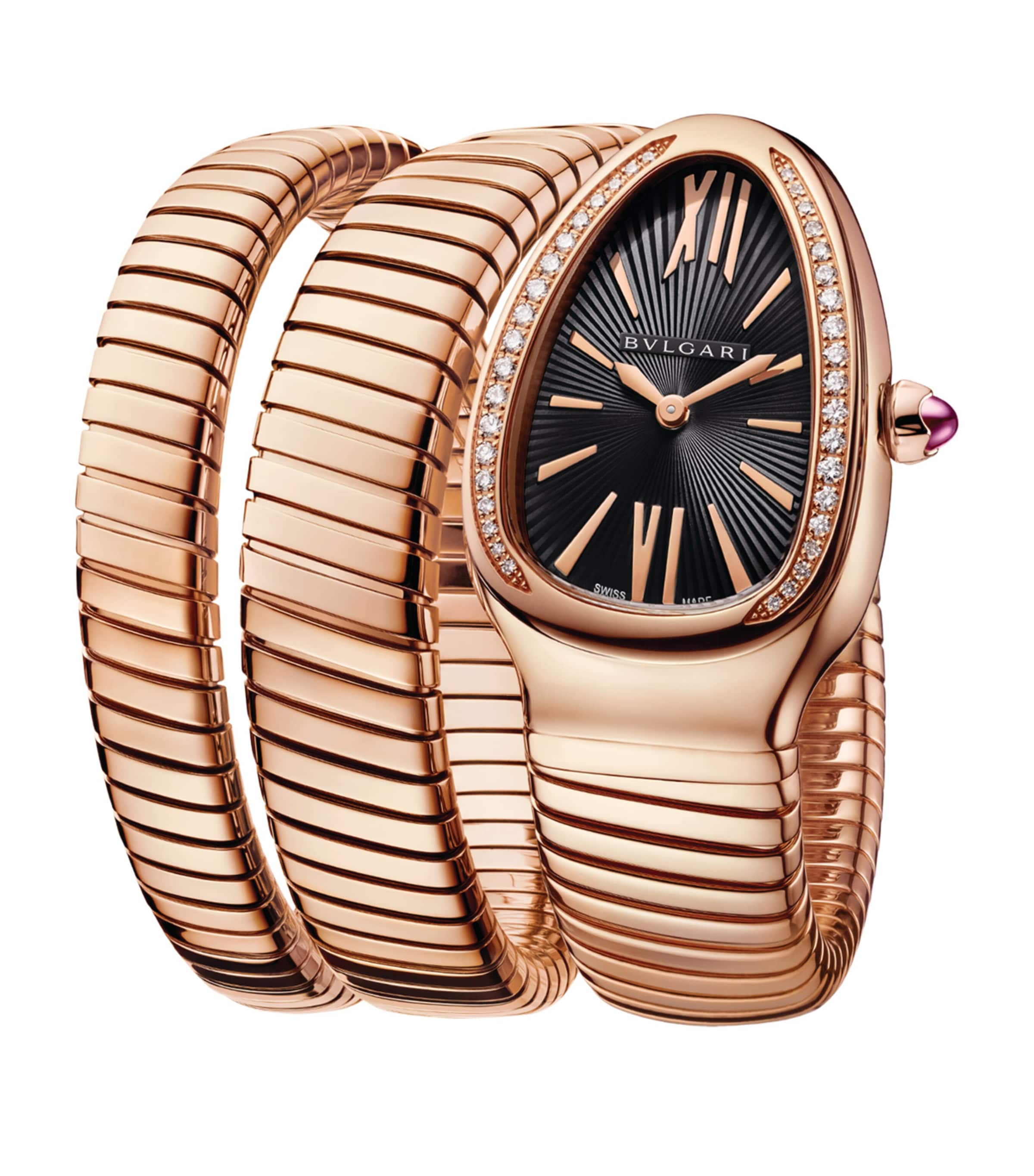 Rose Gold and Diamond Serpenti Tubogas Watch 35mm BLACK Image 3