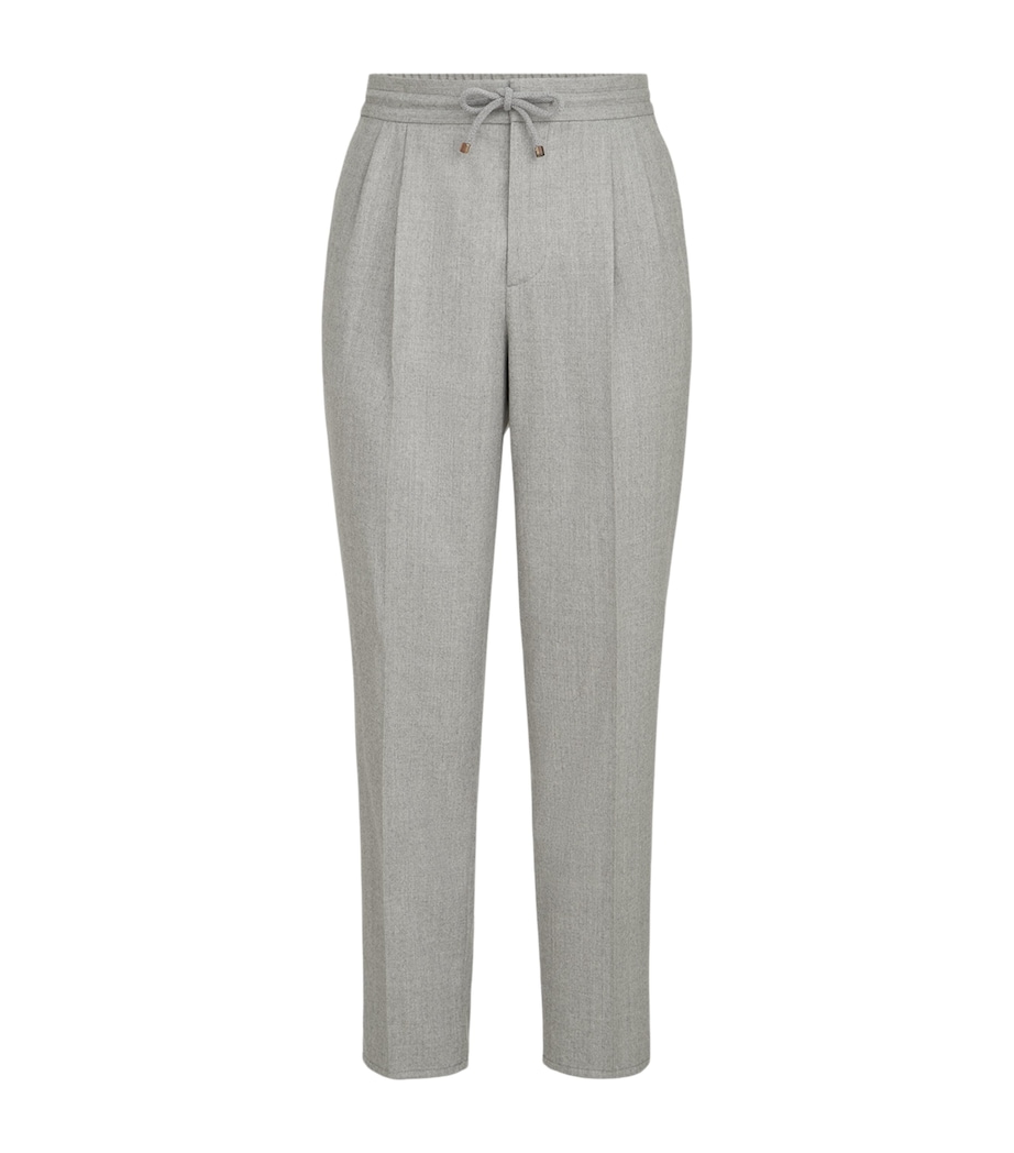 Brunello Cucinelli Mens Virgin Wool Pleated Drawstring Trousers Image 1