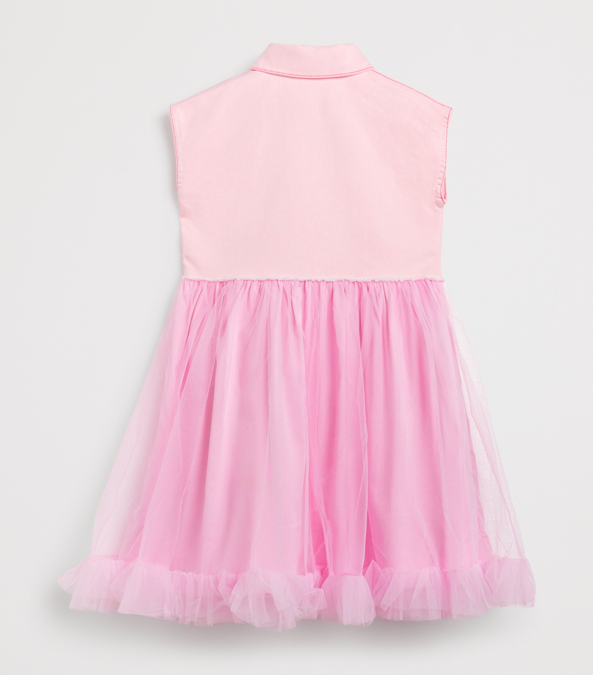 Denim and Tulle Shirt Dress (2-12 Years) S51PINK OFF WHITE Image 2