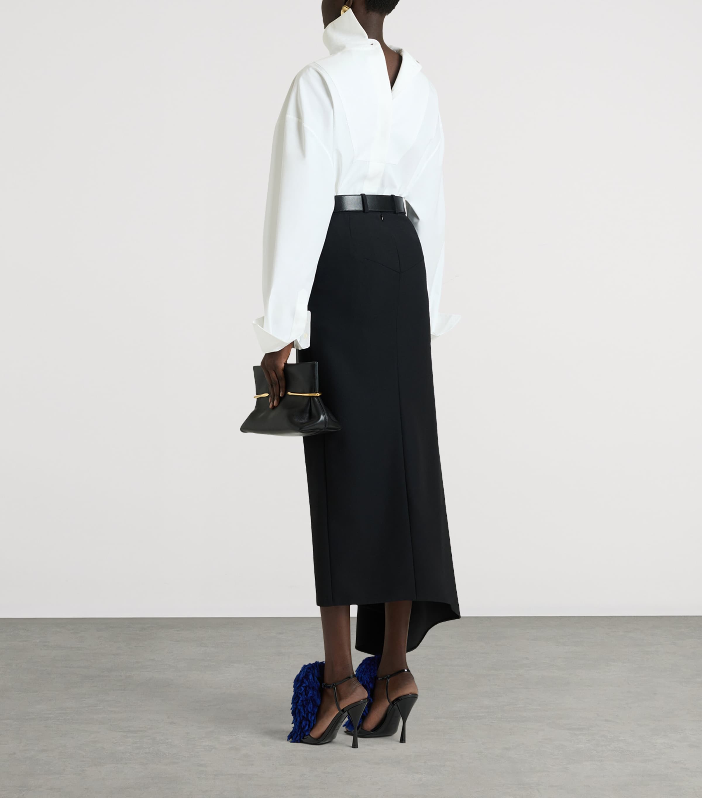 Givenchy Womens Wool Slashed Midi Skirt Image 3