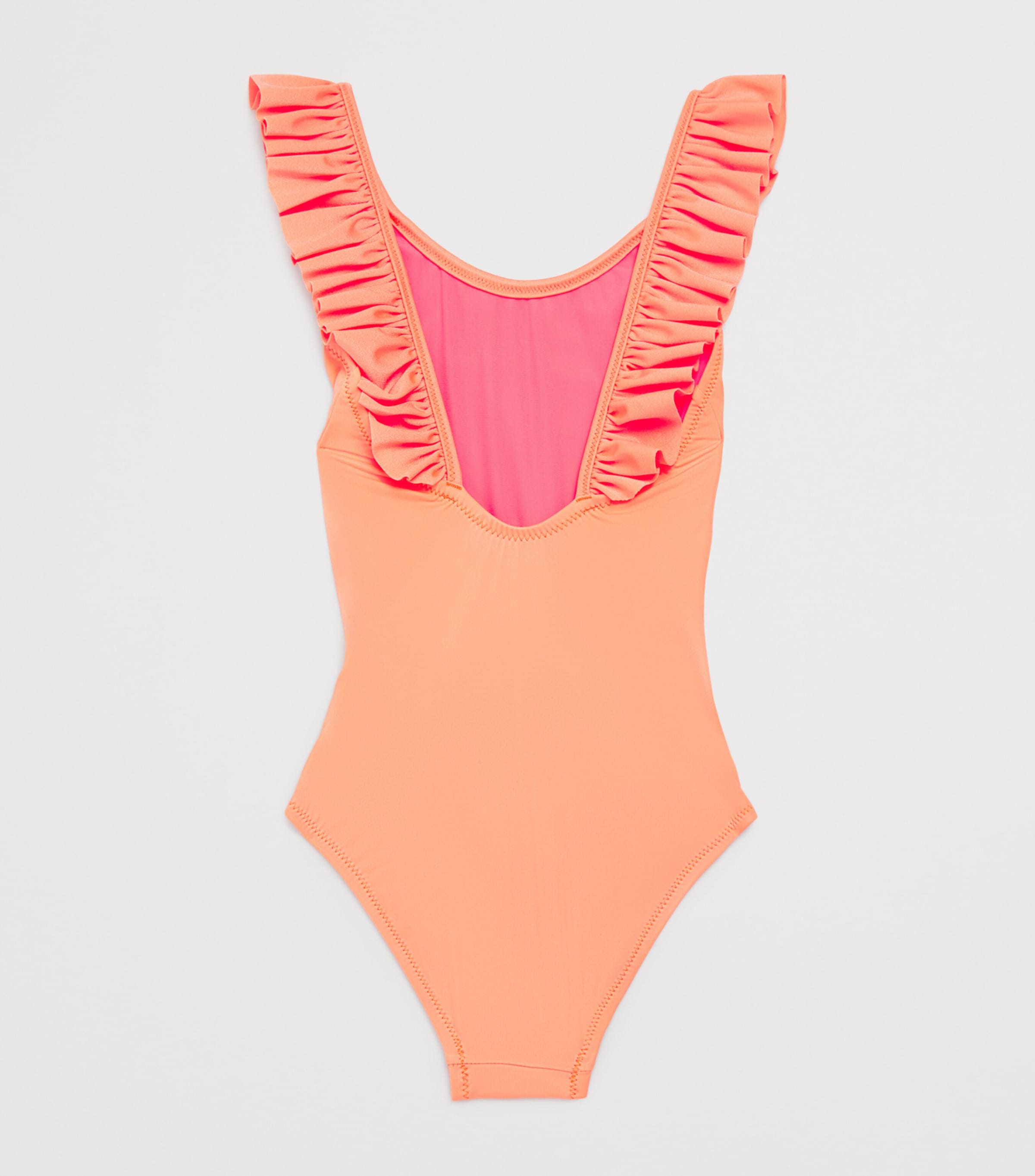 Bora Bora Ruffled Swimsuit (2-14 Years) NEON CORAL Image 2