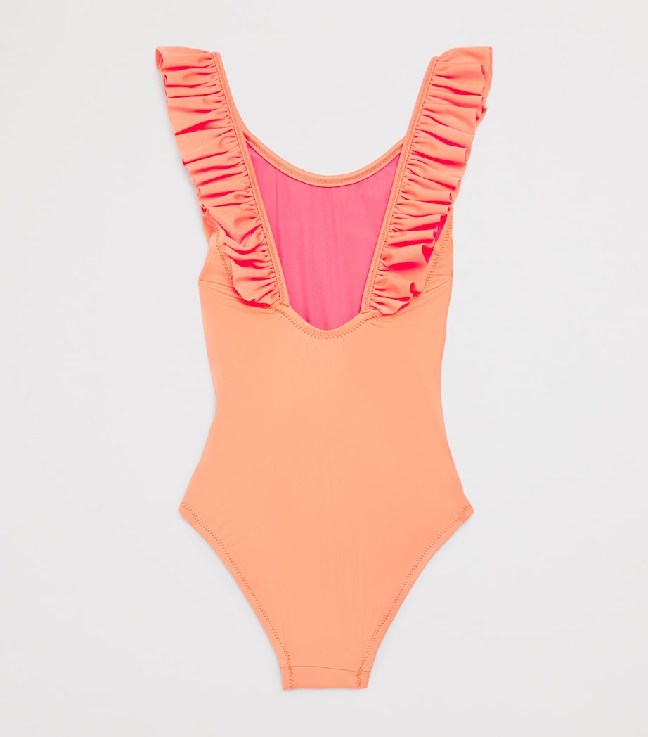 Bora Bora Ruffled Swimsuit (2-14 Years) NEON CORAL Image 2