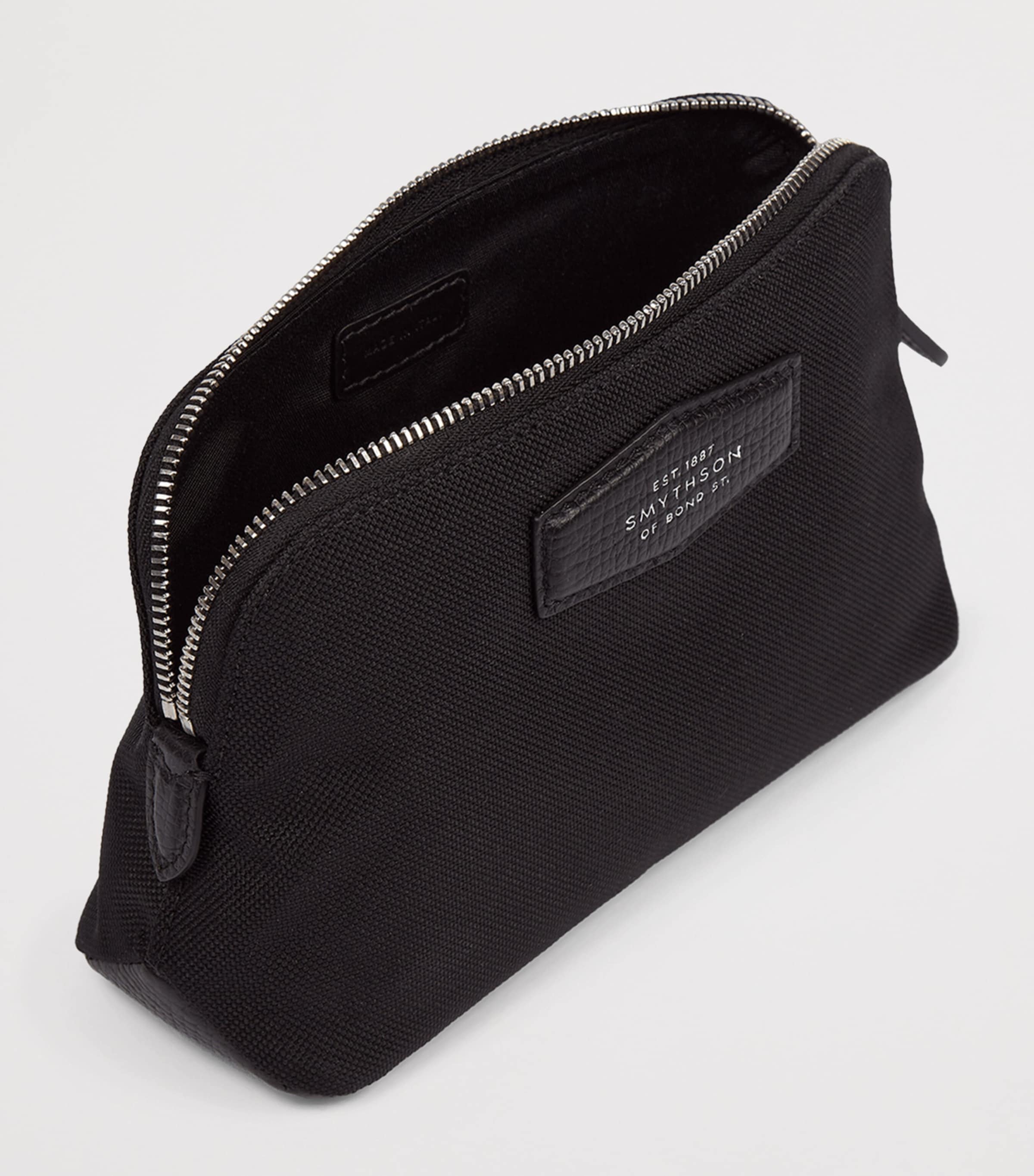 Smythson Small Canvas Wash Bag Black Image 2