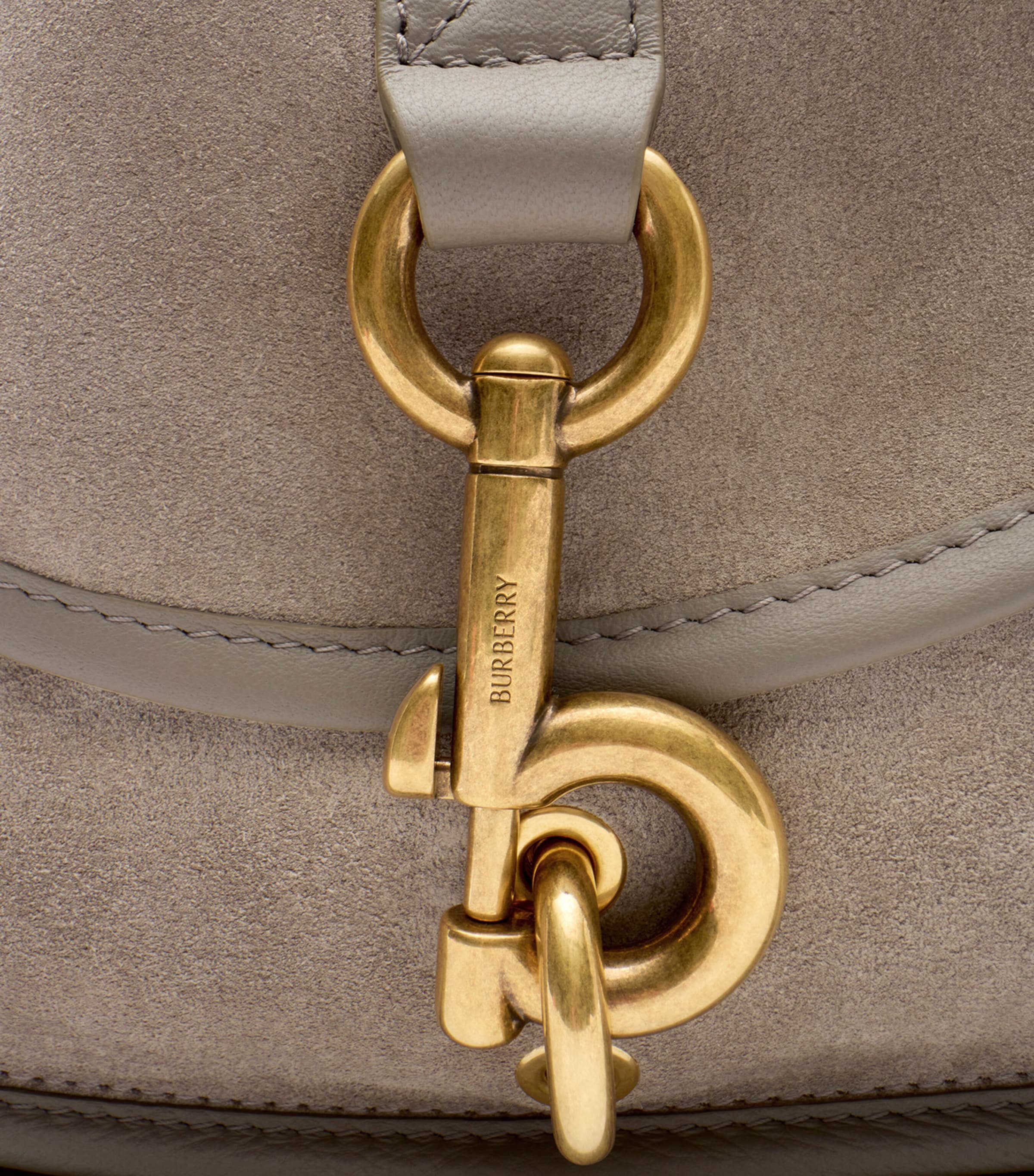 Burberry Small Suede B Clip Messenger Bag Taupe Image 6