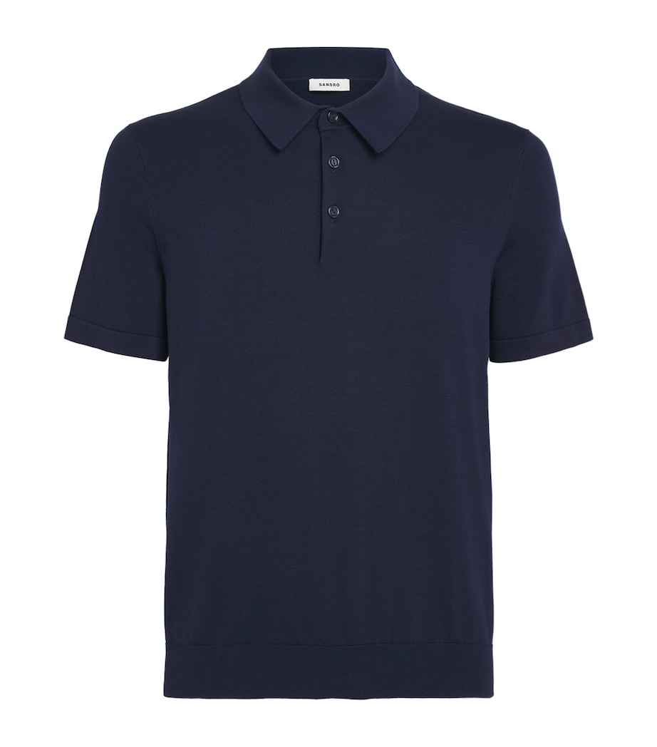 Sandro Paris Cotton-Silk Polo Shirt Royal Blue Image 1