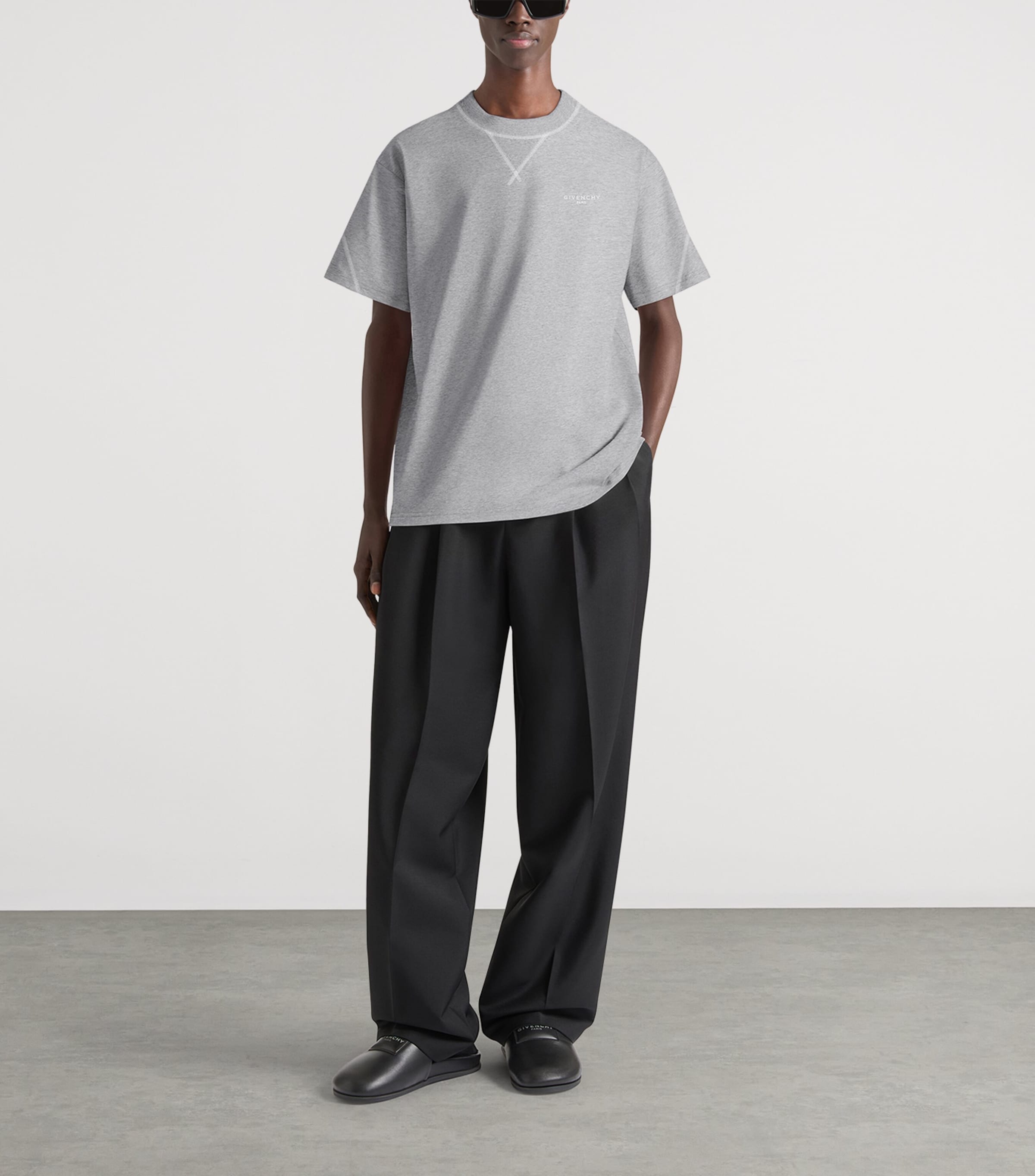 Givenchy Mens Cotton Contrast-Stitch Logo T-Shirt Image 2