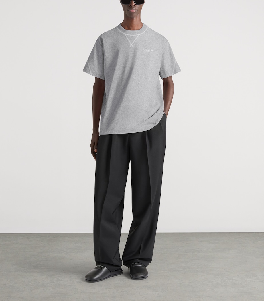 Givenchy Mens Cotton Contrast-Stitch Logo T-Shirt Image 2