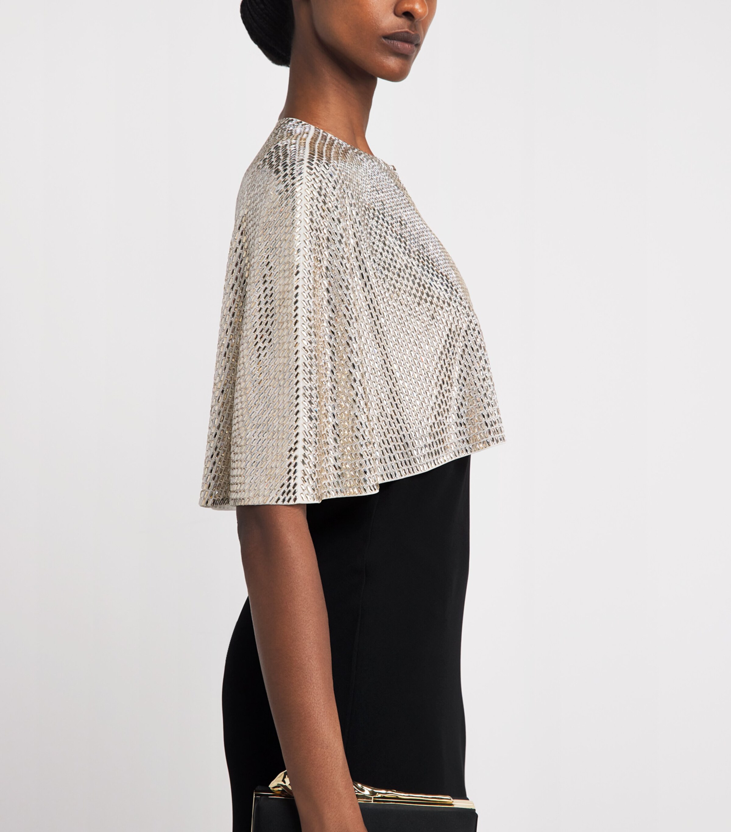 Roland Mouret Womens Embellished-Cape Gown Black Image 3