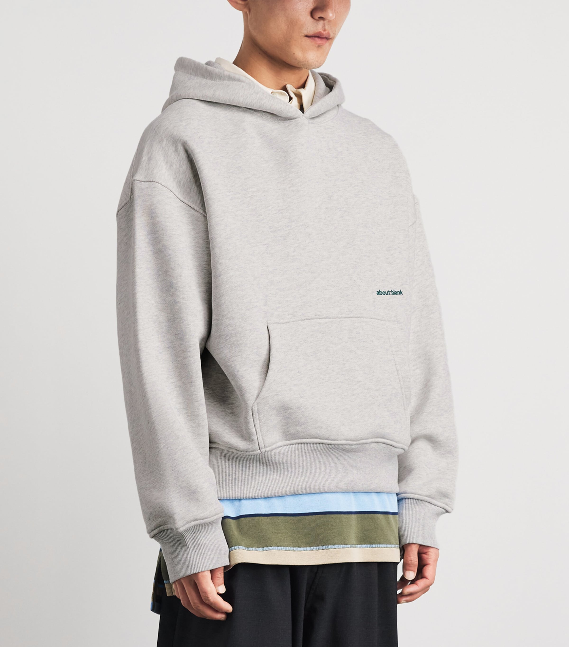 about:blank Mens Cotton Logo Hoodie Grey Marl/sage Image 4